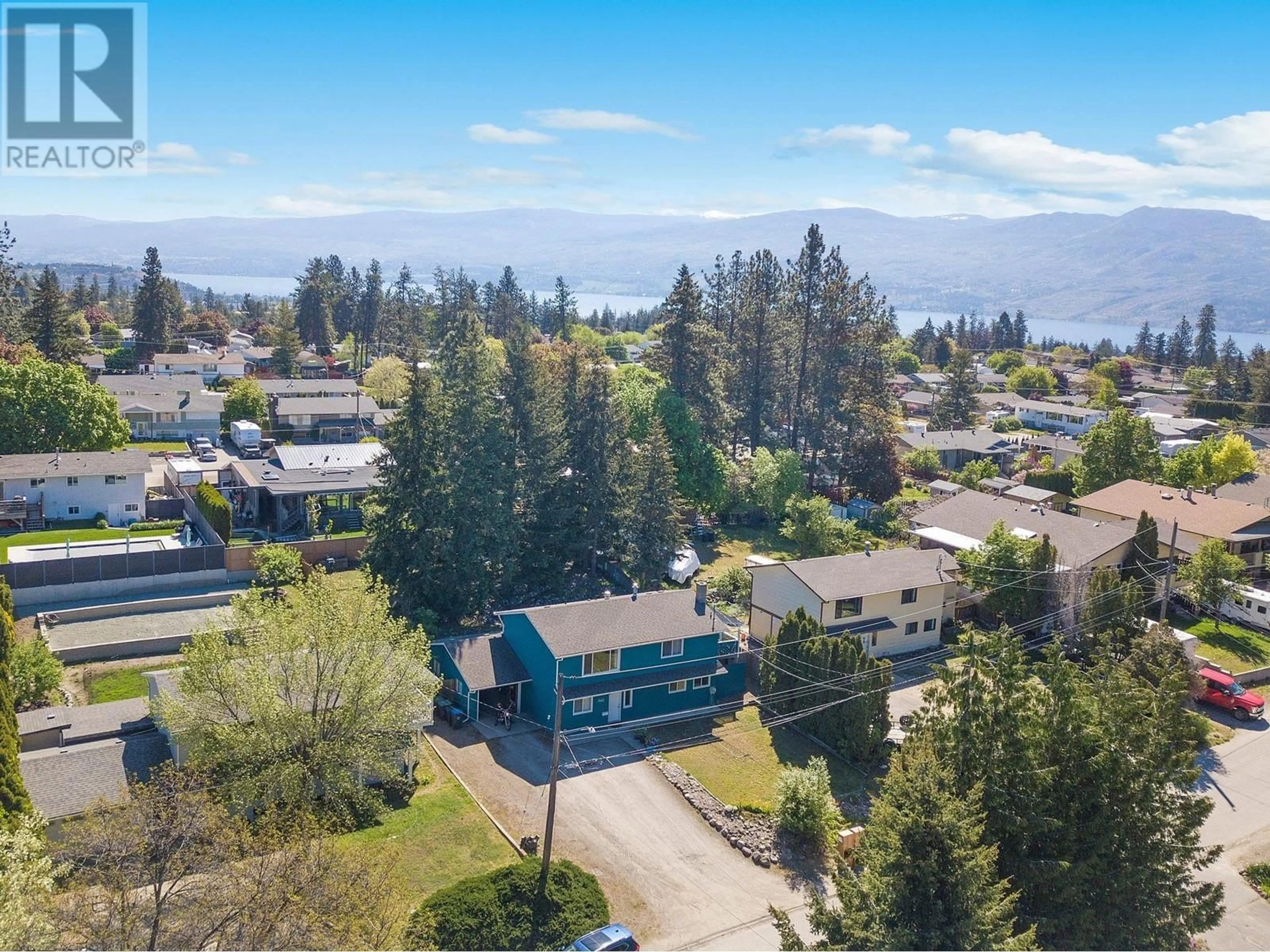 A pic from outside/outdoor area/front of a property/back of a property/a pic from drone, water/lake/river/ocean view for 3457 MCNAMARA ROAD, West Kelowna British Columbia V4T1H5