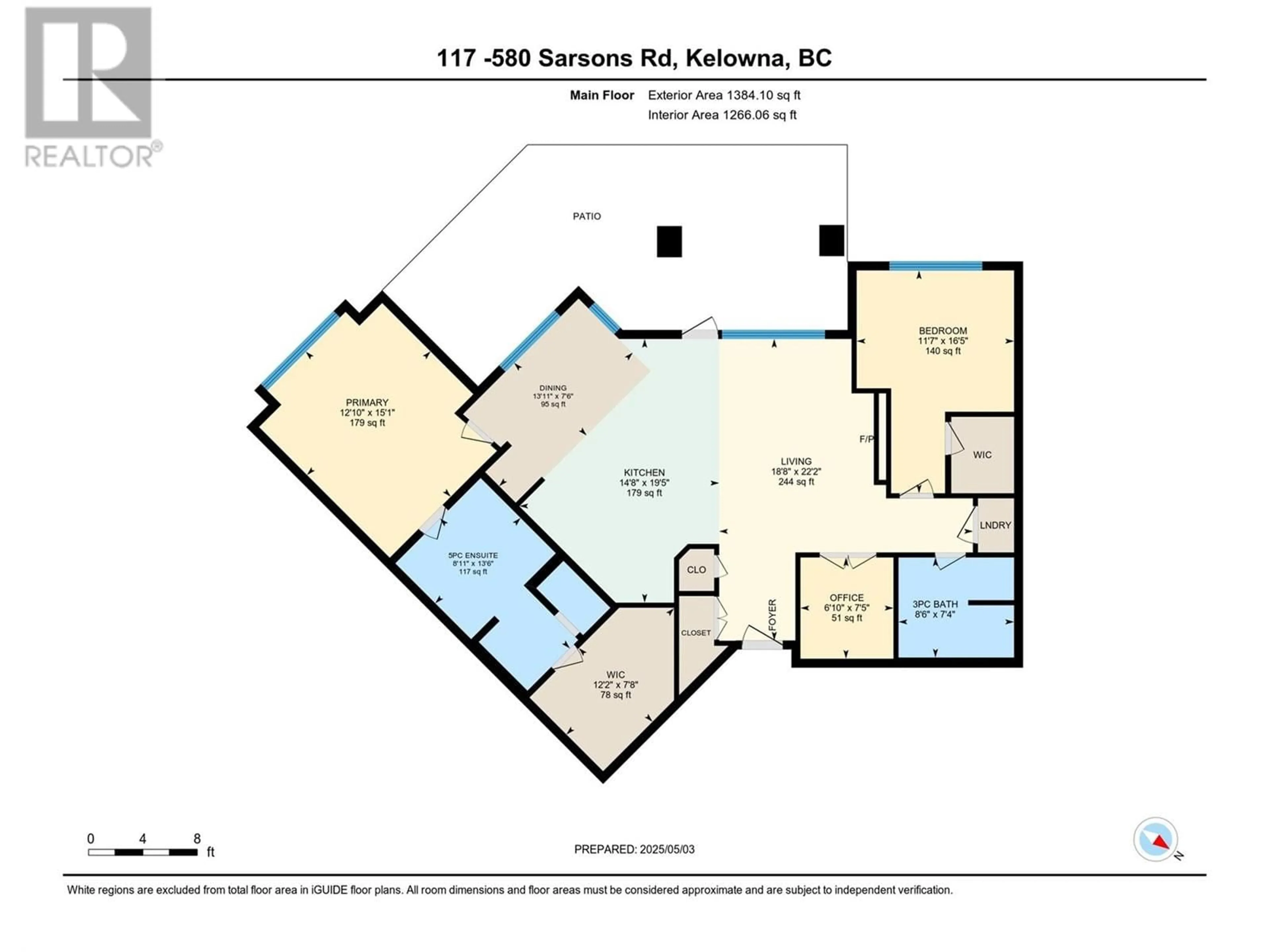 Floor plan for 117 - 580 SARSONS ROAD, Kelowna British Columbia V1W5H5