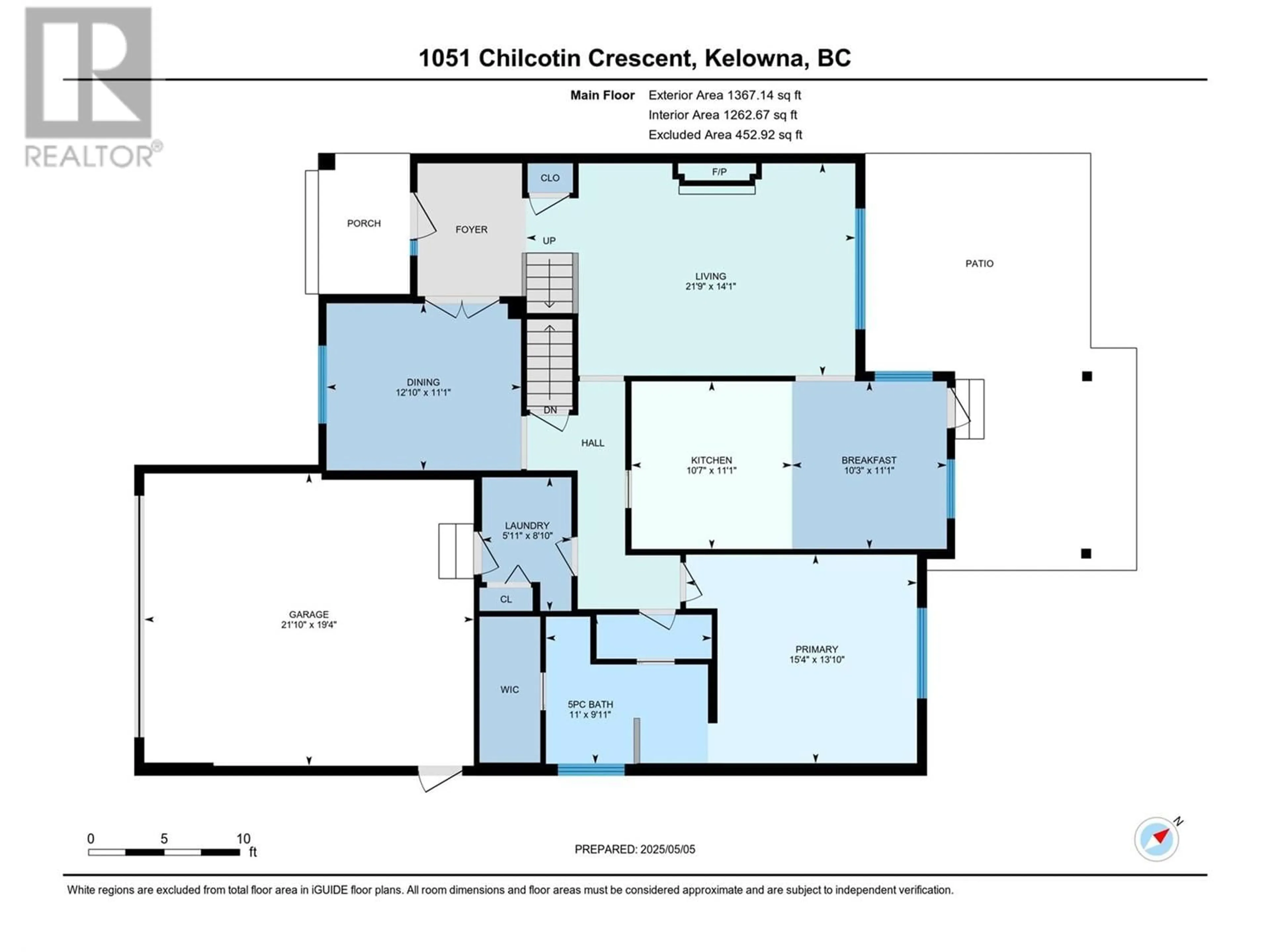 Floor plan for 1051 CHILCOTIN CRESCENT, Kelowna British Columbia V1V2L7