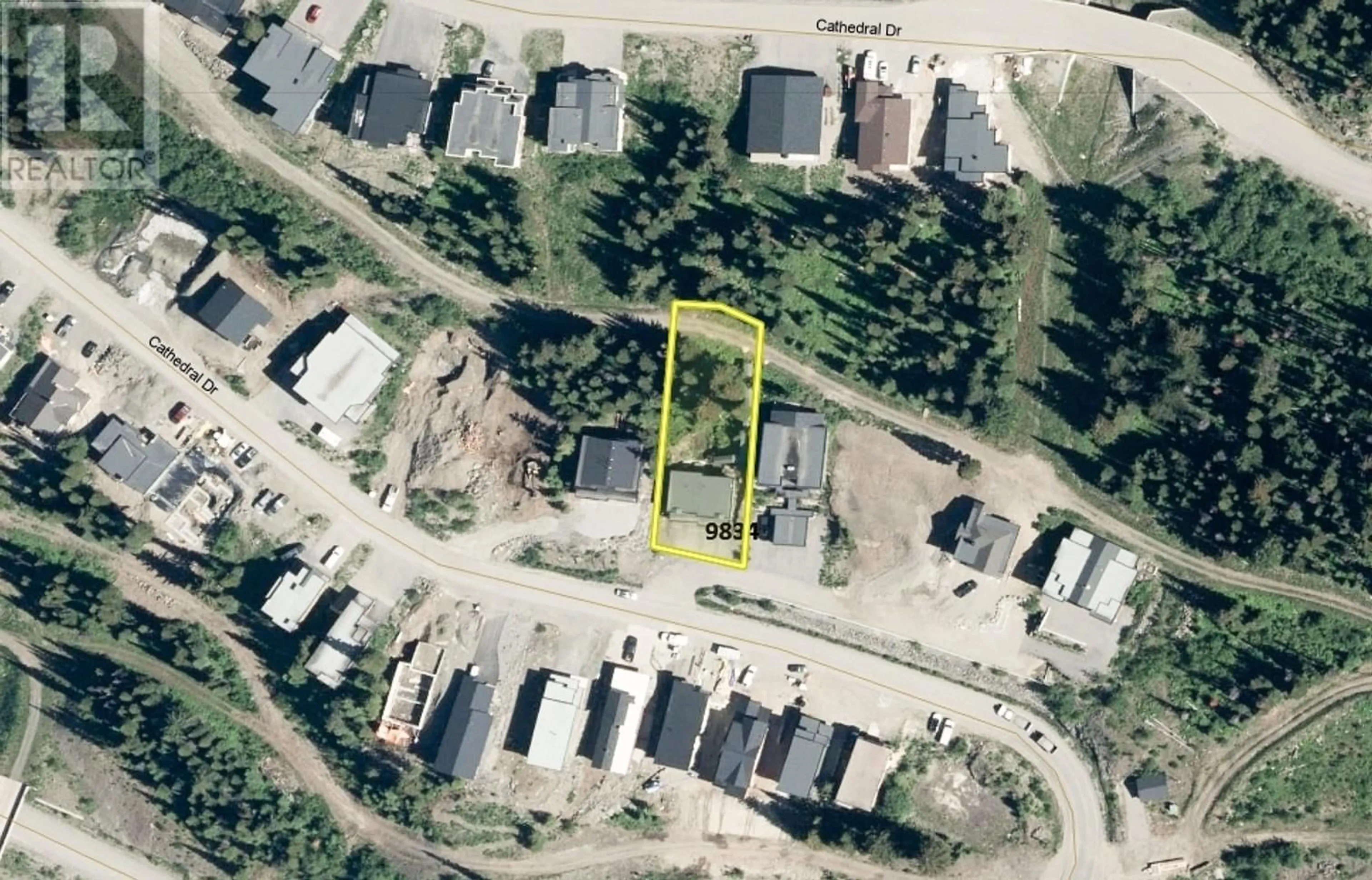 A pic from outside/outdoor area/front of a property/back of a property/a pic from drone, street for 9834 CATHEDRAL DRIVE, Silver Star British Columbia V1B3M1