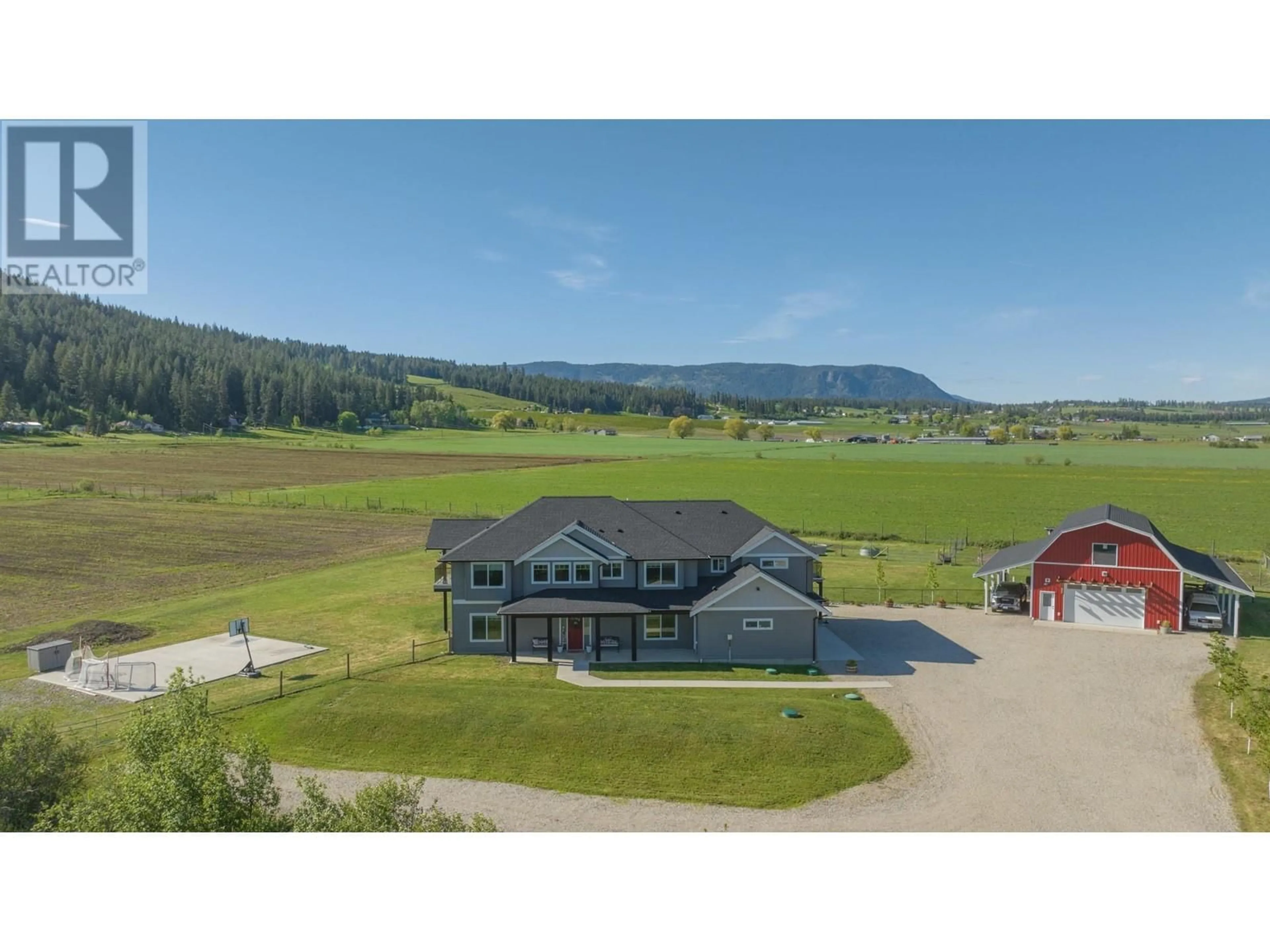 A pic from outside/outdoor area/front of a property/back of a property/a pic from drone, mountain view for 4160 NOBLE ROAD, Armstrong British Columbia V0E1B4