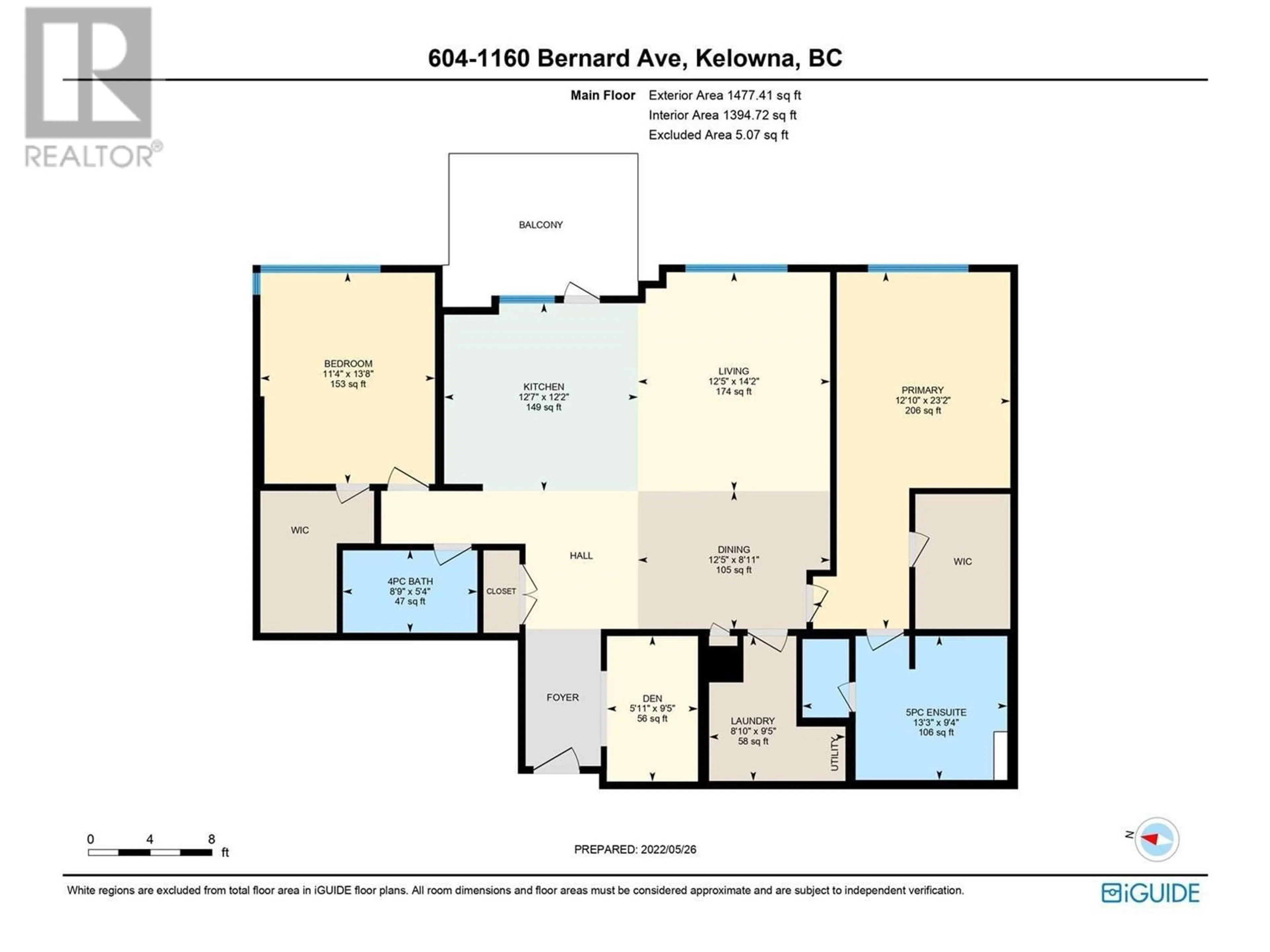Floor plan for 604 - 1160 BERNARD AVENUE, Kelowna British Columbia V1Y6R9