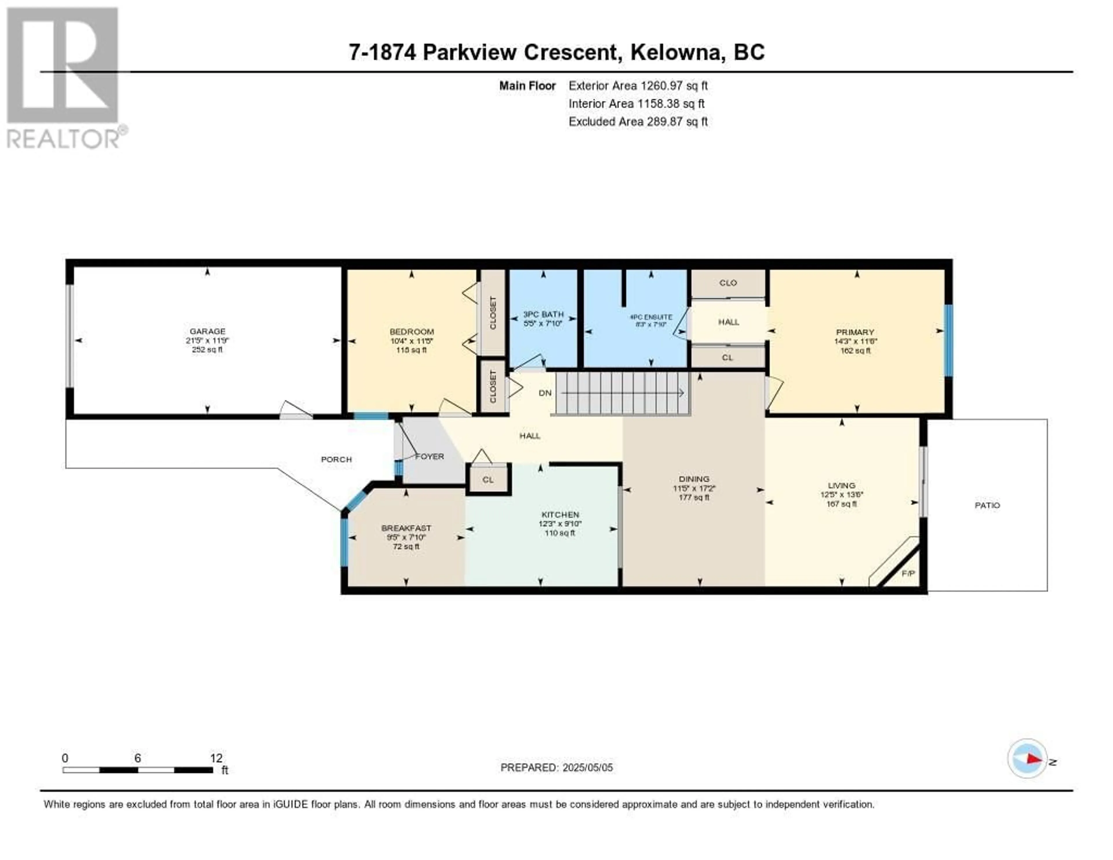 Floor plan for 7 - 1874 PARKVIEW CRESCENT, Kelowna British Columbia V1X7G6