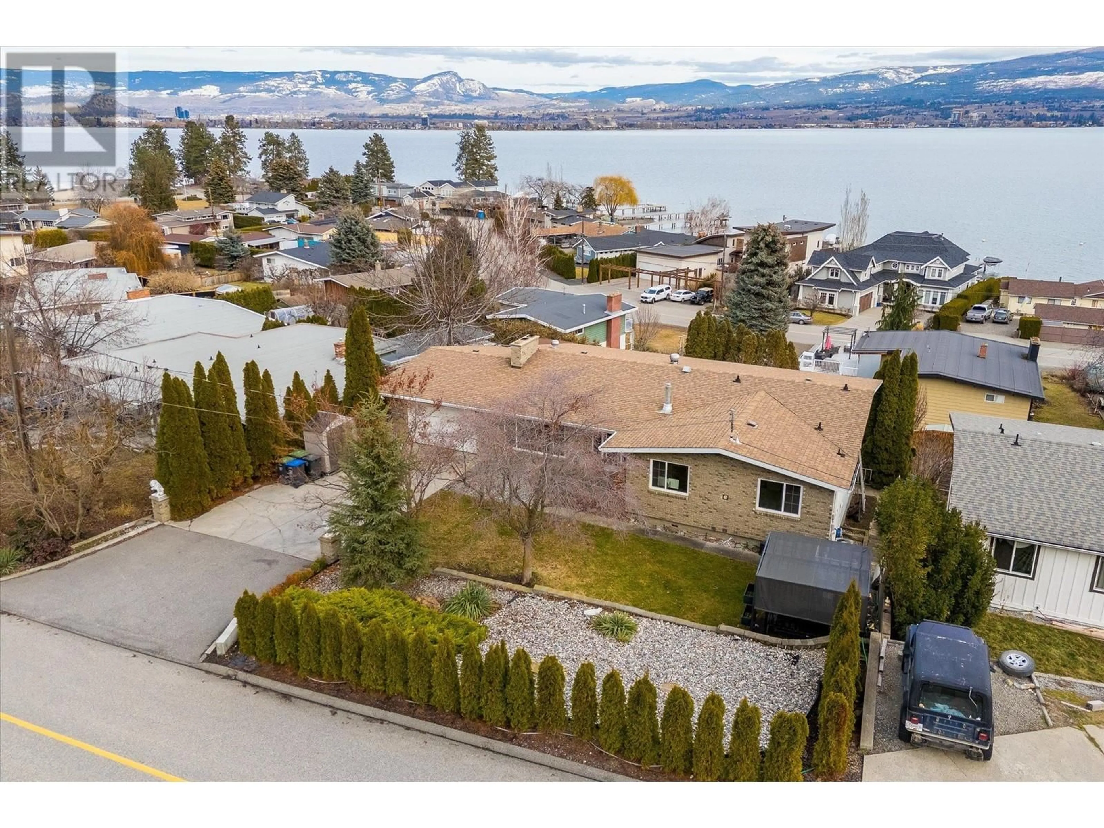 A pic from outside/outdoor area/front of a property/back of a property/a pic from drone, water/lake/river/ocean view for 2741 BENEDICK ROAD, West Kelowna British Columbia V1Z1V1