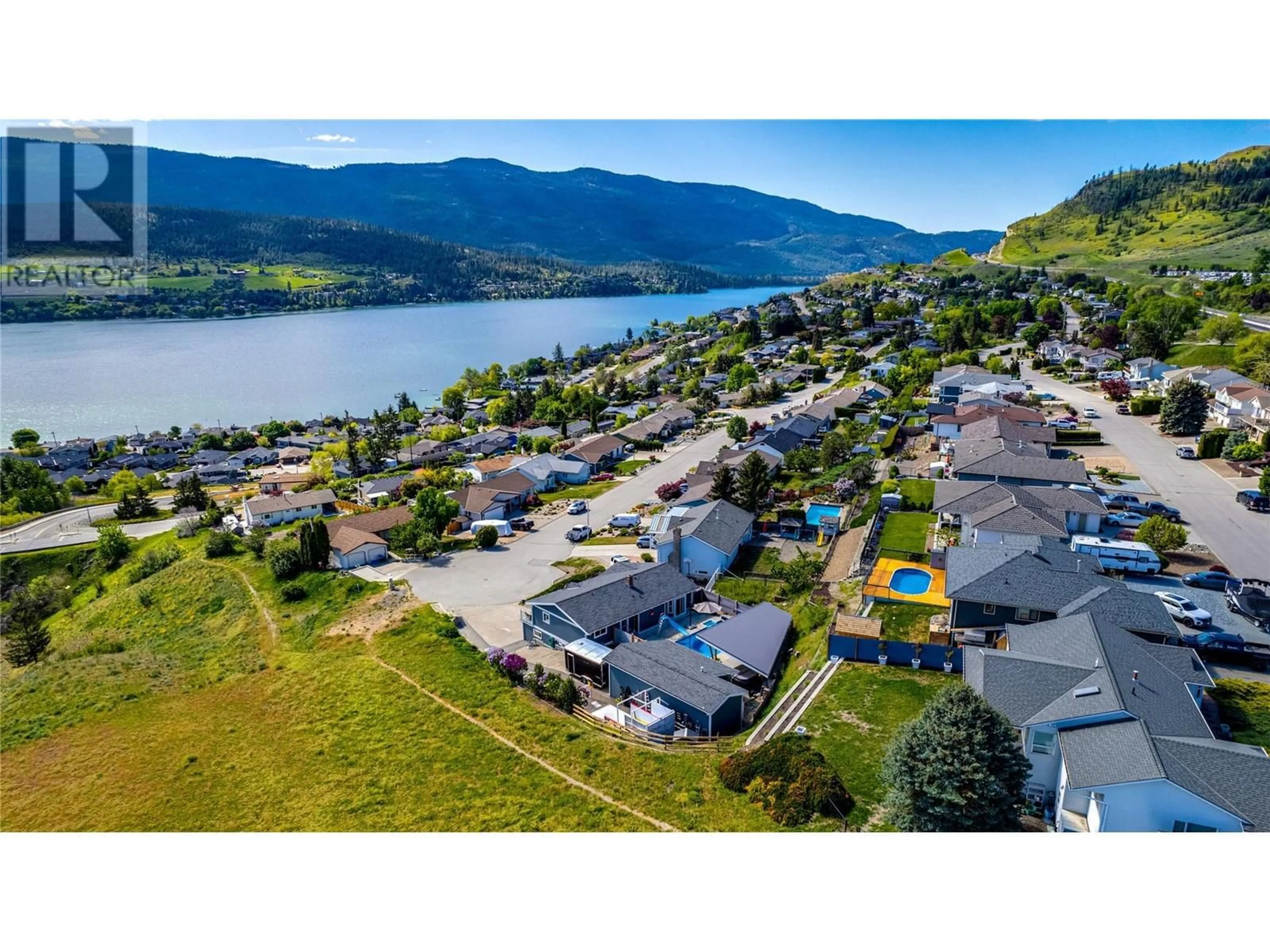 A pic from outside/outdoor area/front of a property/back of a property/a pic from drone, water/lake/river/ocean view for 9090 COLLEGE DRIVE, Coldstream British Columbia V1B2P7