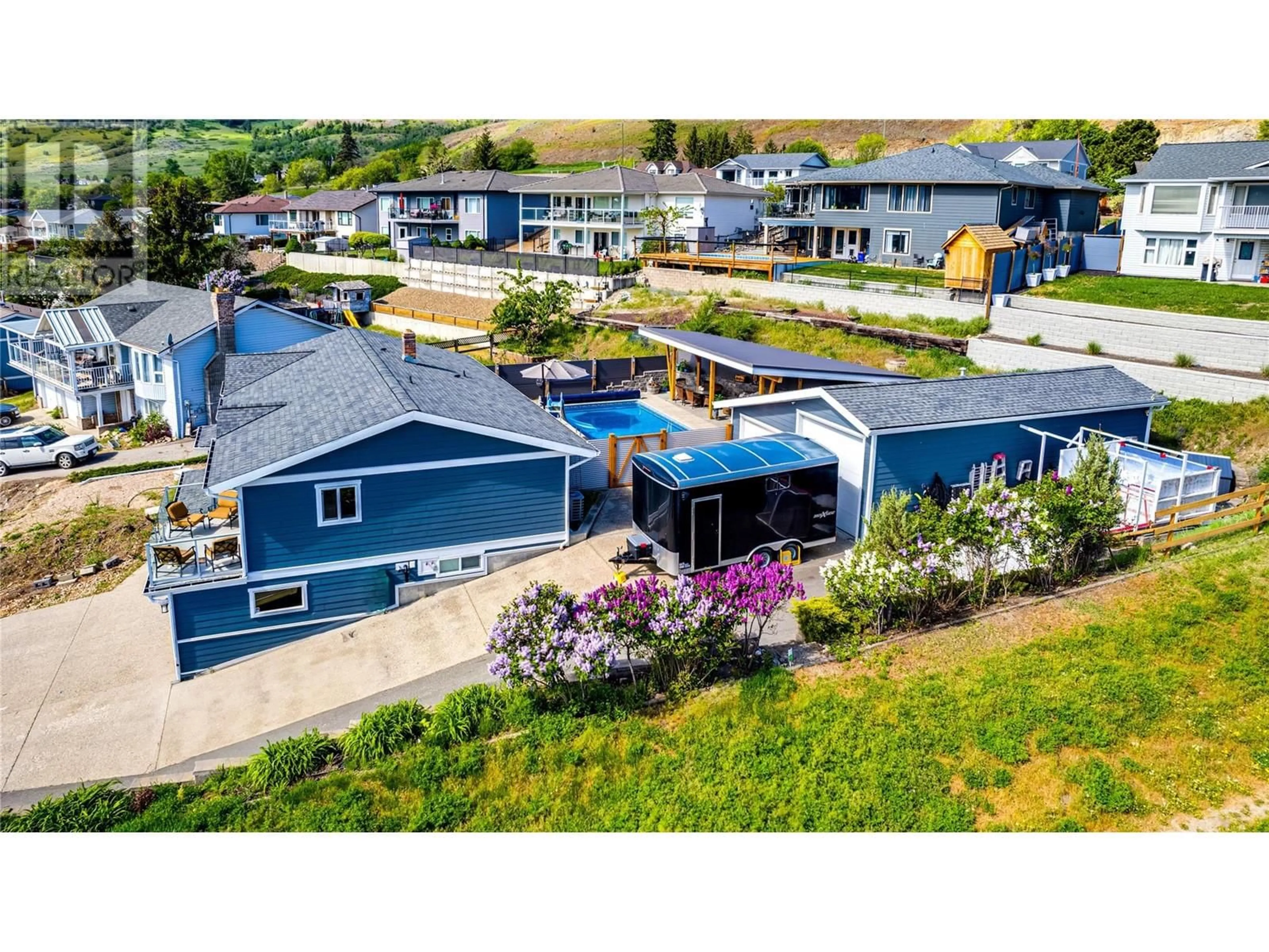 A pic from outside/outdoor area/front of a property/back of a property/a pic from drone, water/lake/river/ocean view for 9090 COLLEGE DRIVE, Coldstream British Columbia V1B2P7