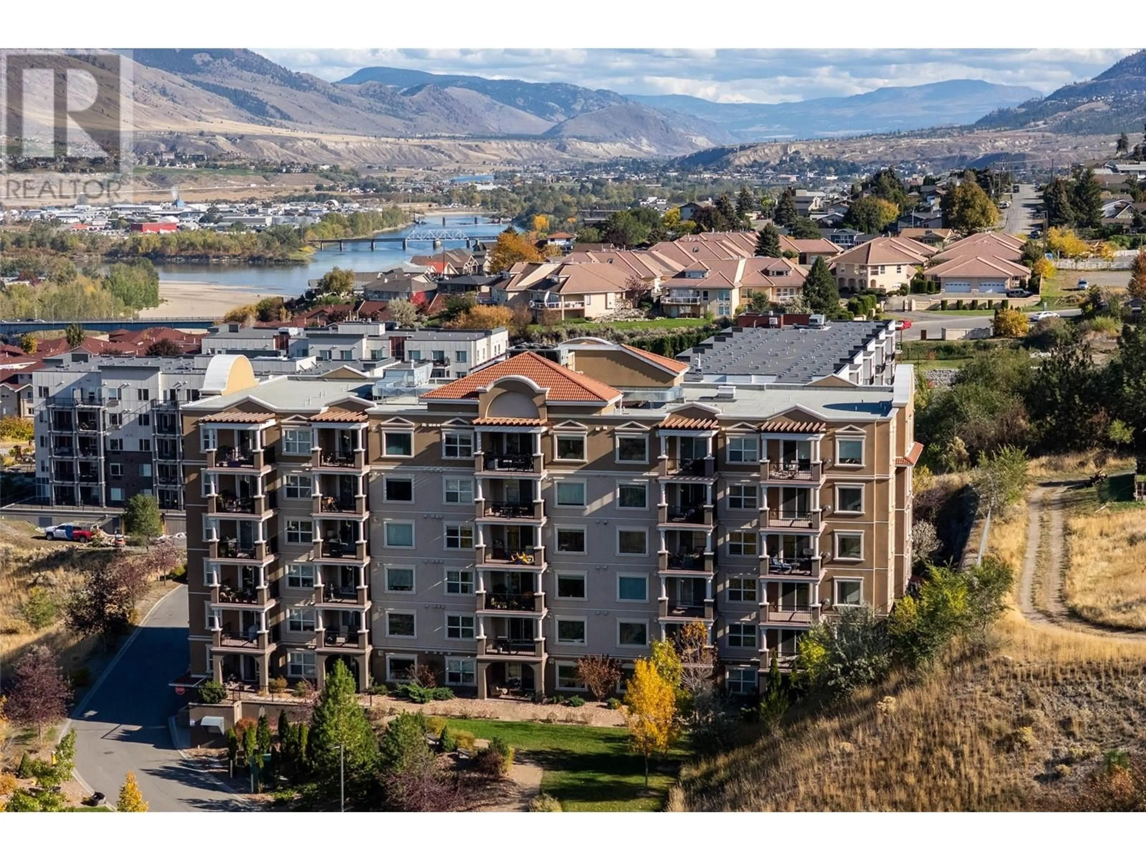 A pic from outside/outdoor area/front of a property/back of a property/a pic from drone, water/lake/river/ocean view for 307 - 975 VICTORIA  W STREET, Kamloops British Columbia V2C0C2
