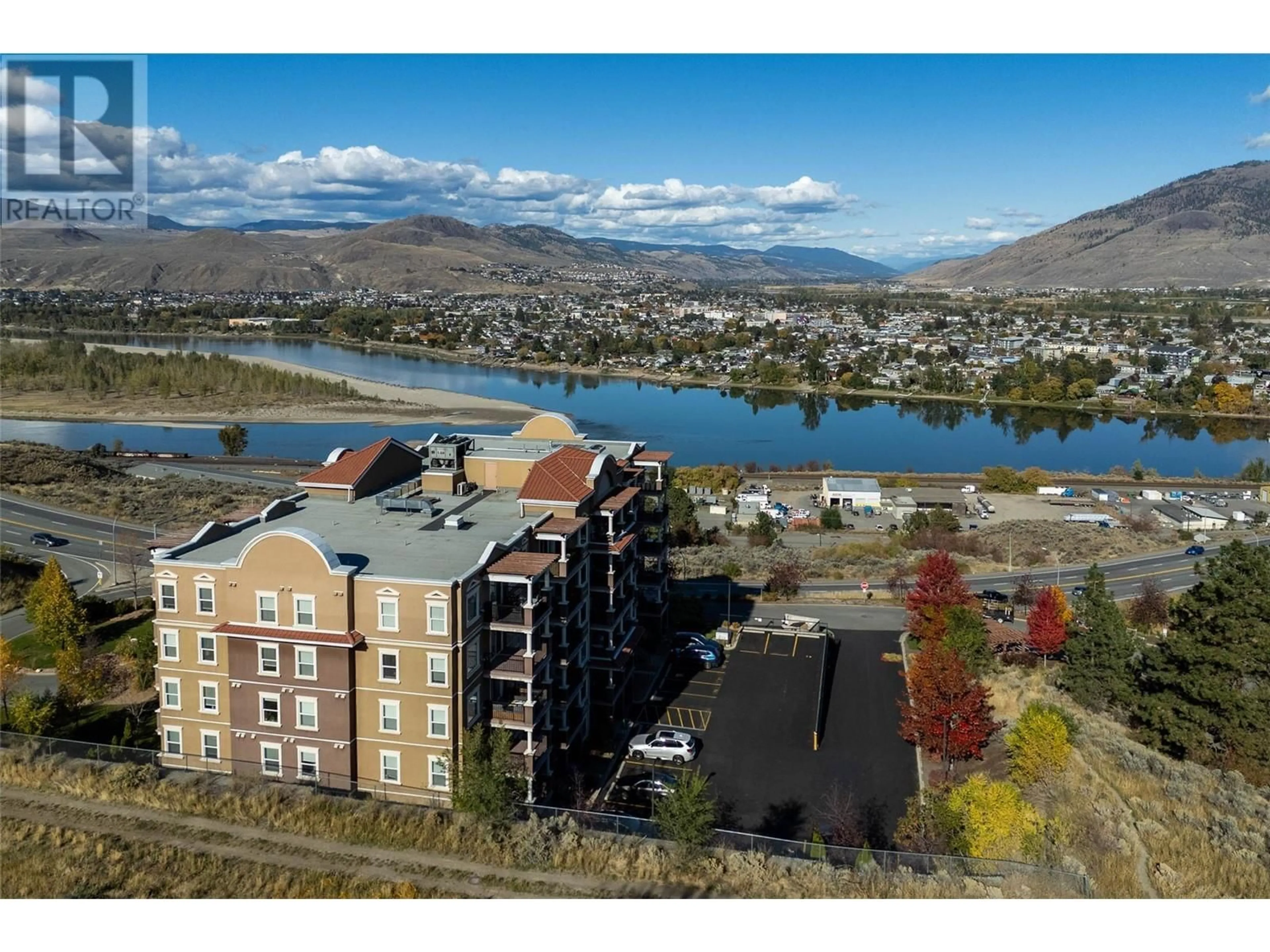 A pic from outside/outdoor area/front of a property/back of a property/a pic from drone, water/lake/river/ocean view for 307 - 975 VICTORIA  W STREET, Kamloops British Columbia V2C0C2