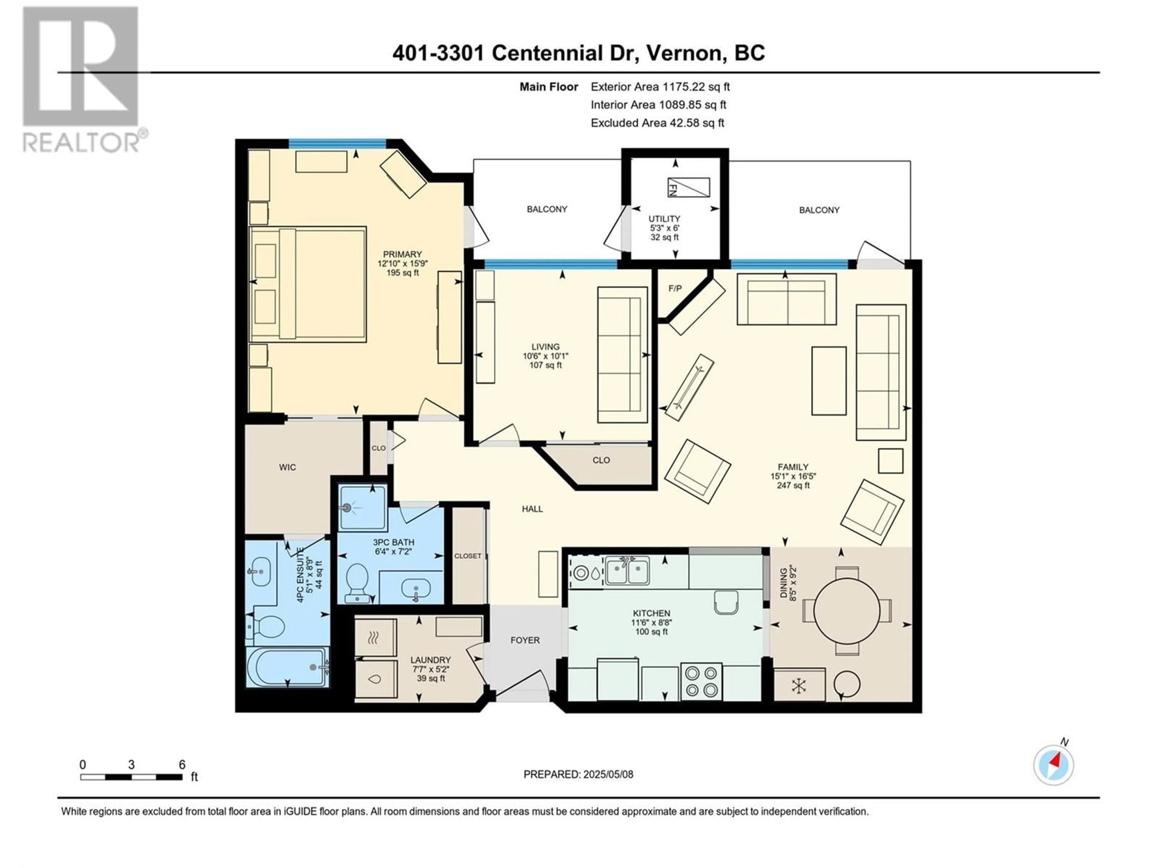 Floor plan for 401 - 3301 CENTENNIAL DRIVE, Vernon British Columbia V1T2T8