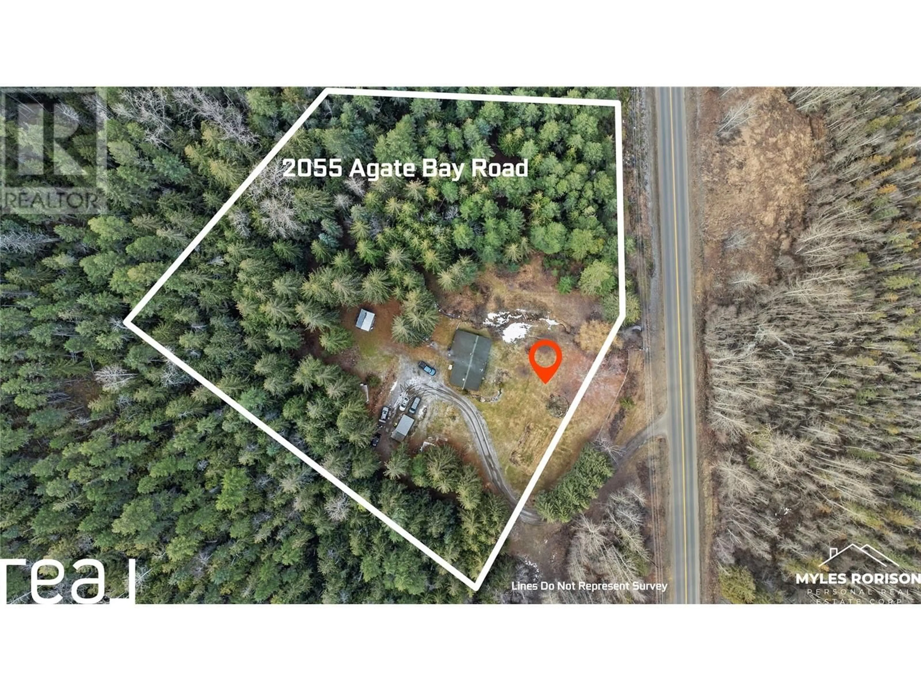 A pic from outside/outdoor area/front of a property/back of a property/a pic from drone, forest/trees view for 2055 AGATE BAY ROAD, Barriere British Columbia V0E2E0