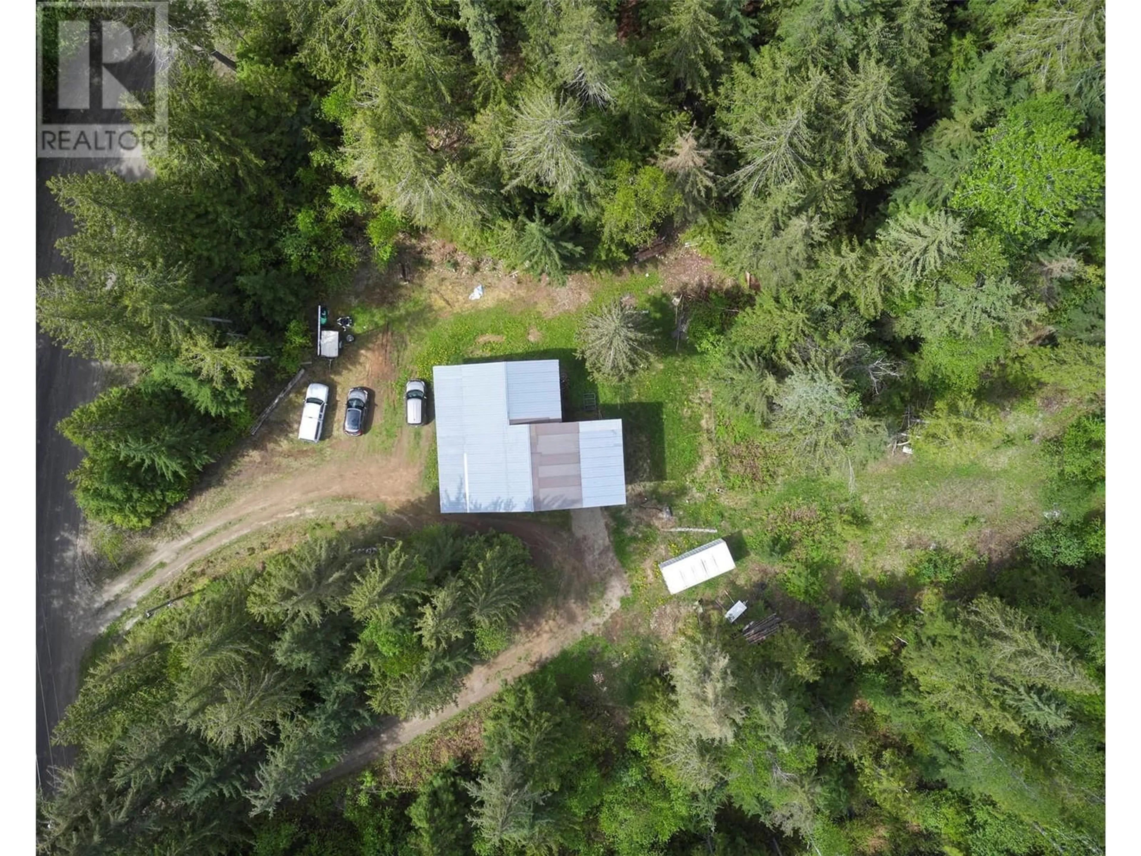 A pic from outside/outdoor area/front of a property/back of a property/a pic from drone, forest/trees view for 43 HALL ROAD, Enderby British Columbia V0E1V3