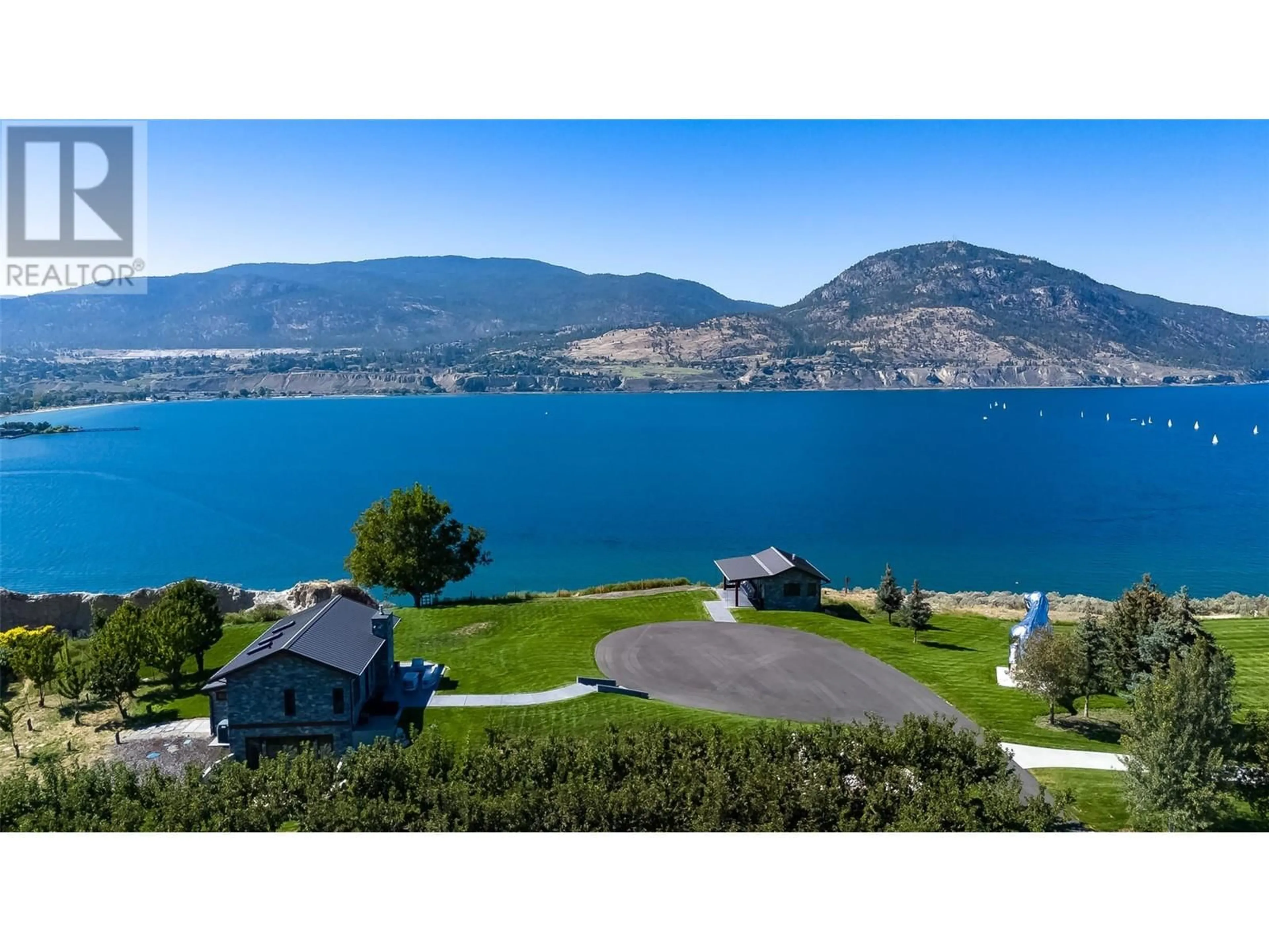 A pic from outside/outdoor area/front of a property/back of a property/a pic from drone, water/lake/river/ocean view for 331 LOWER BENCH ROAD, Penticton British Columbia V2A8V4