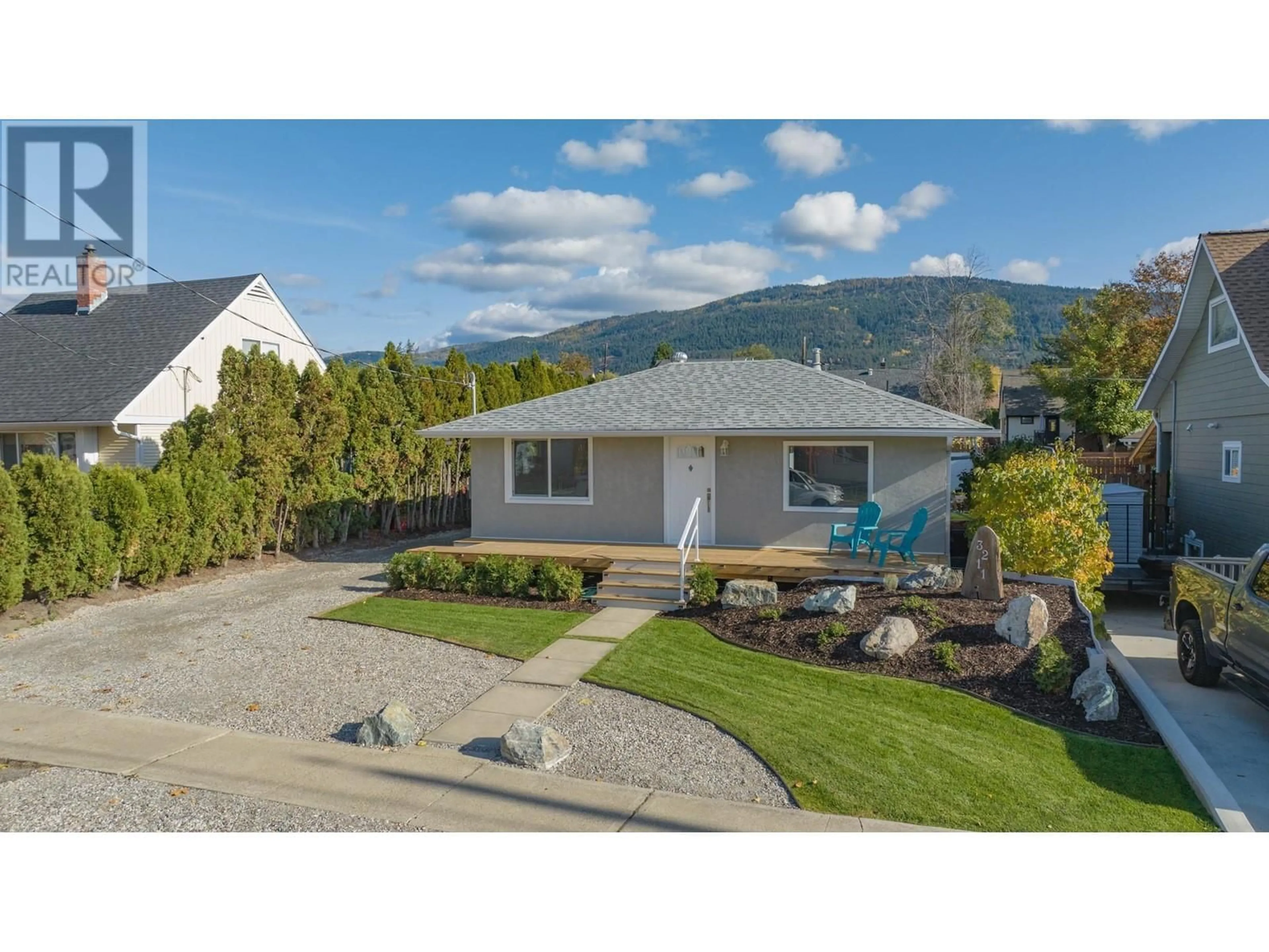 A pic from outside/outdoor area/front of a property/back of a property/a pic from drone, mountain view for 3211 16TH STREET, Vernon British Columbia V1T3X5
