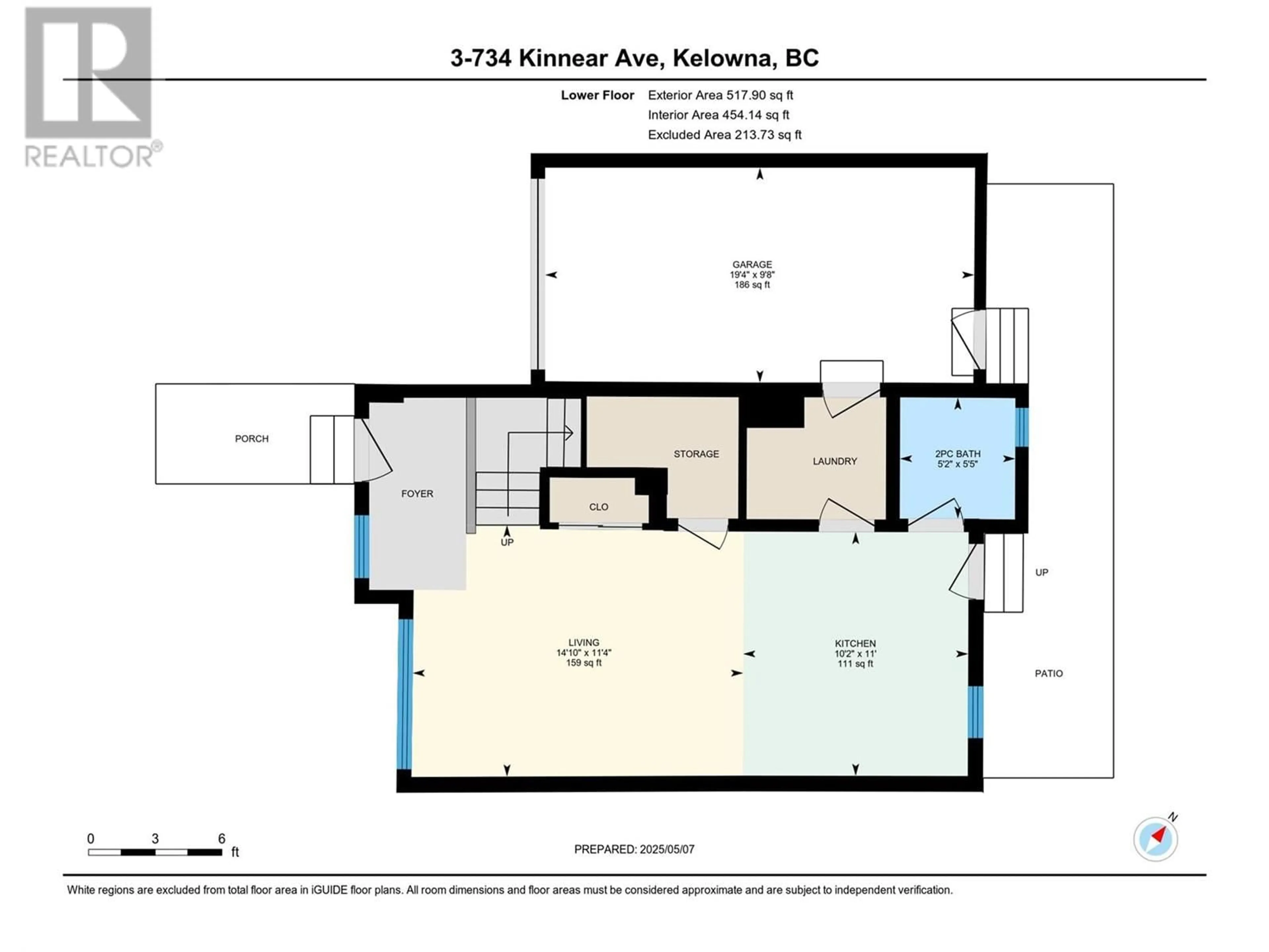 Floor plan for 3 - 734 KINNEAR AVENUE, Kelowna British Columbia V1Y5B1