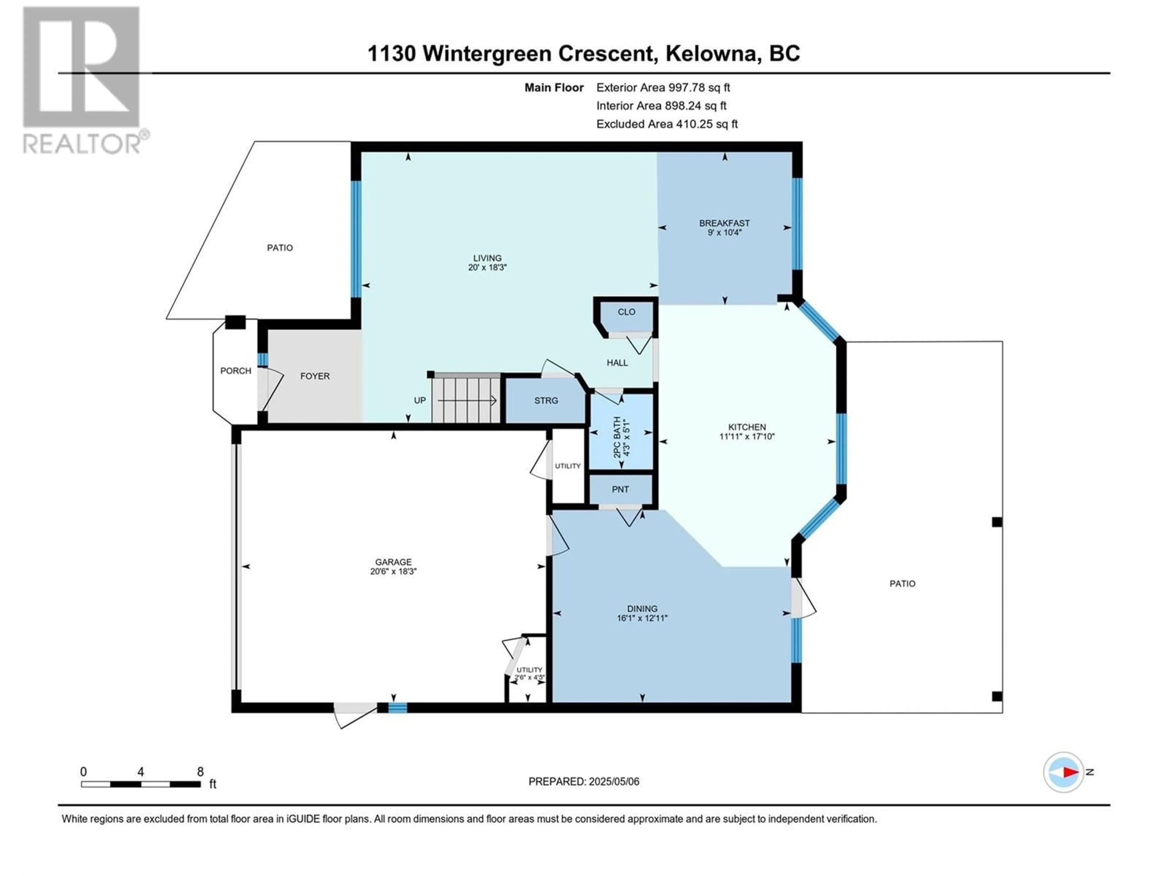 Floor plan for 1130 WINTERGREEN CRESCENT, Kelowna British Columbia V1W3V8