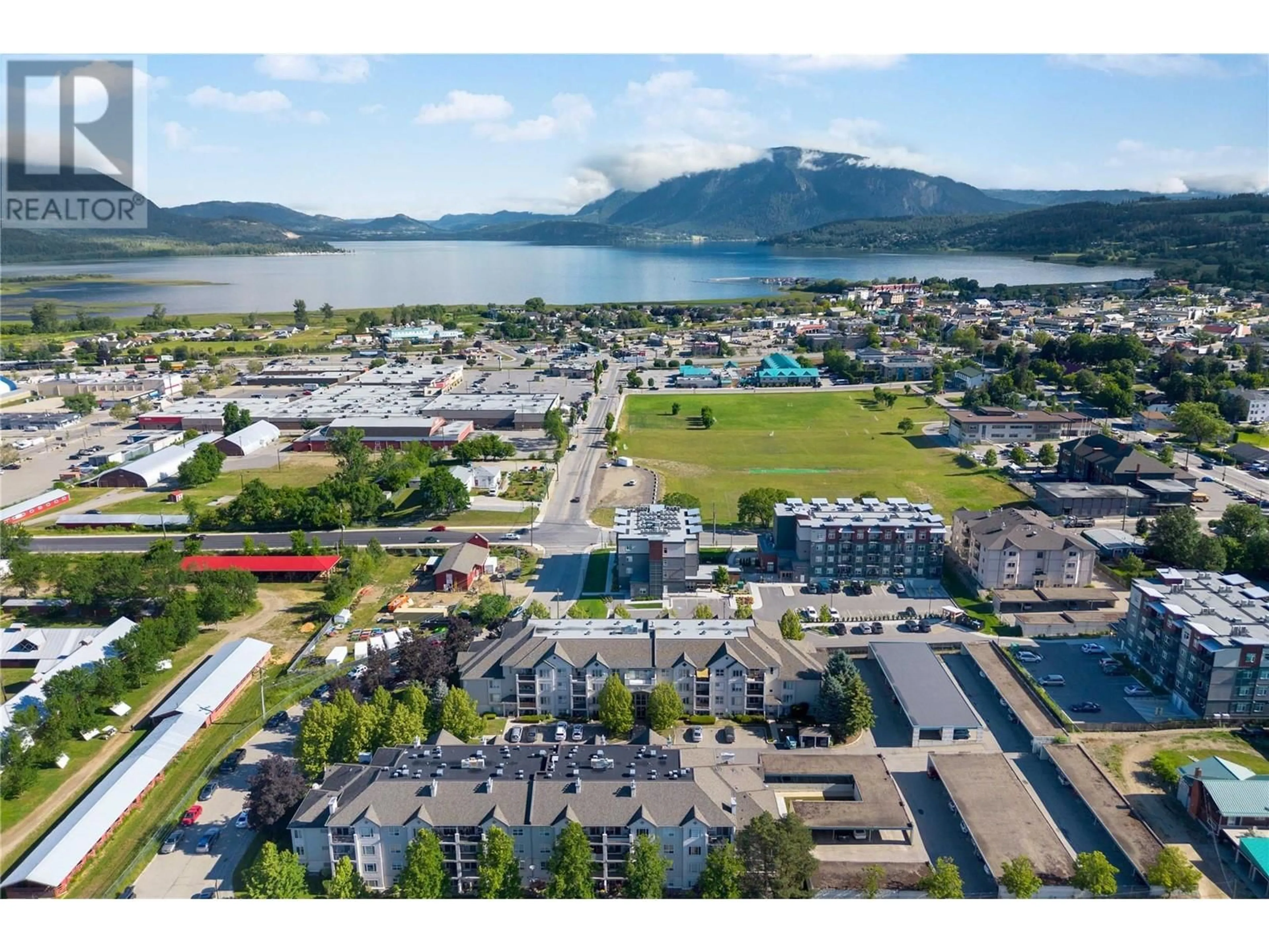 A pic from outside/outdoor area/front of a property/back of a property/a pic from drone, mountain view for 306 - 640 3 STREET SOUTHWEST, Salmon Arm British Columbia V1E2R3