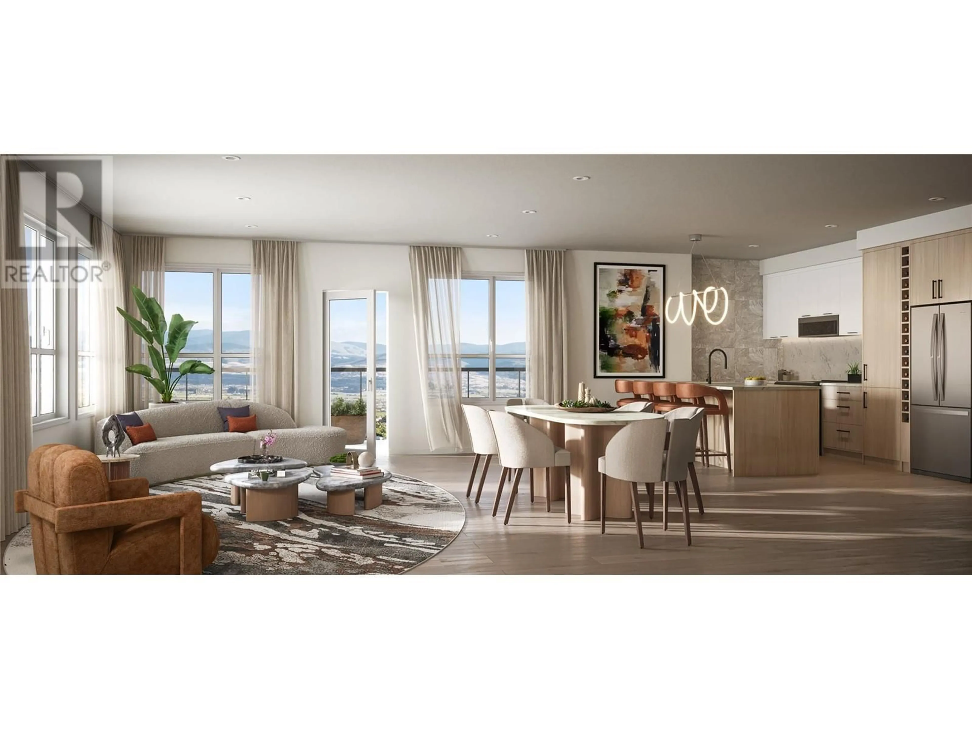 Living room with furniture, wood/laminate floor for 305 - 630 BOYNTON PLACE, Kelowna British Columbia V1V3B8