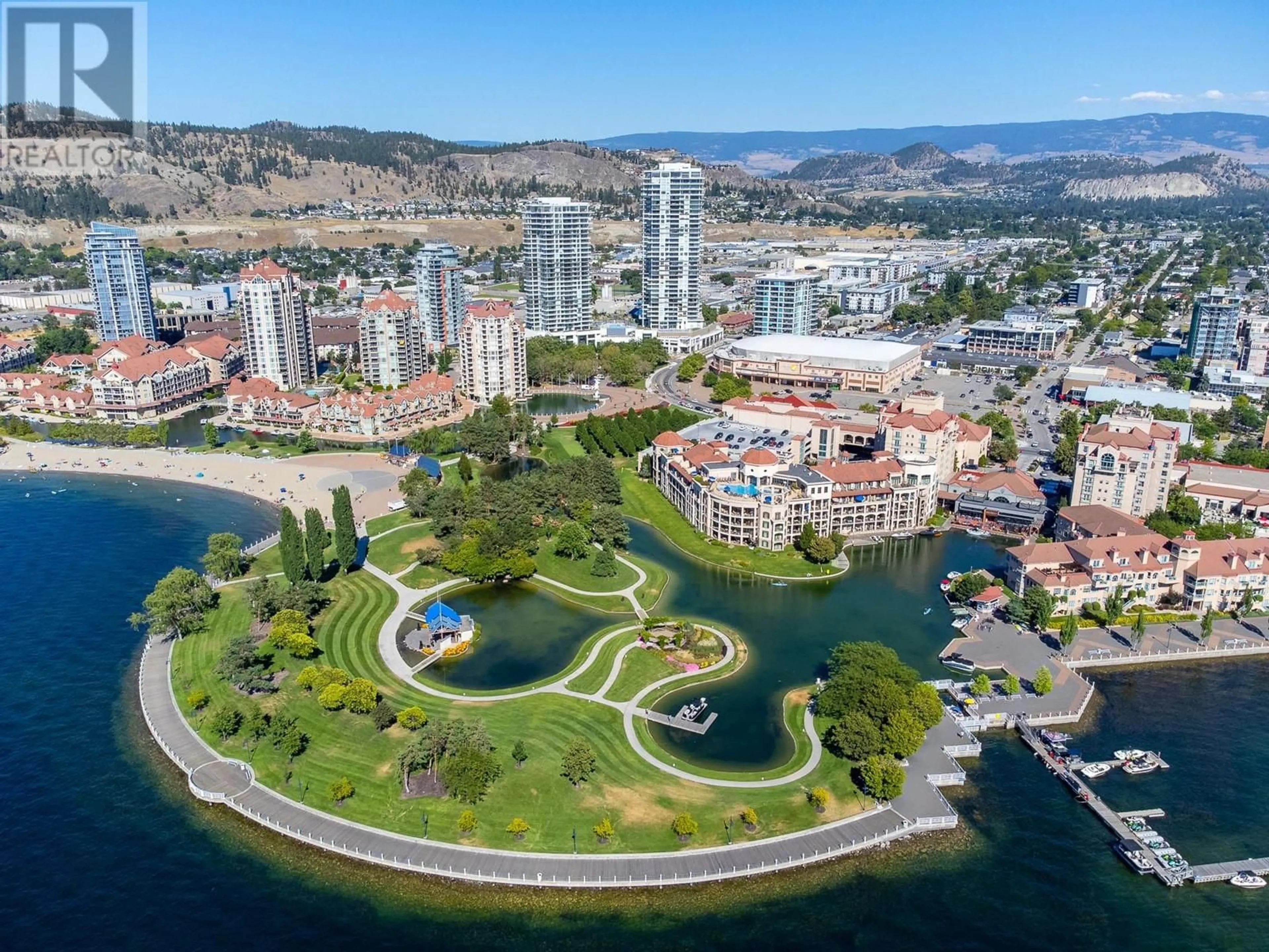 A pic from outside/outdoor area/front of a property/back of a property/a pic from drone, water/lake/river/ocean view for 1007 - 1232 ELLIS STREET, Kelowna British Columbia V1Y1Z4