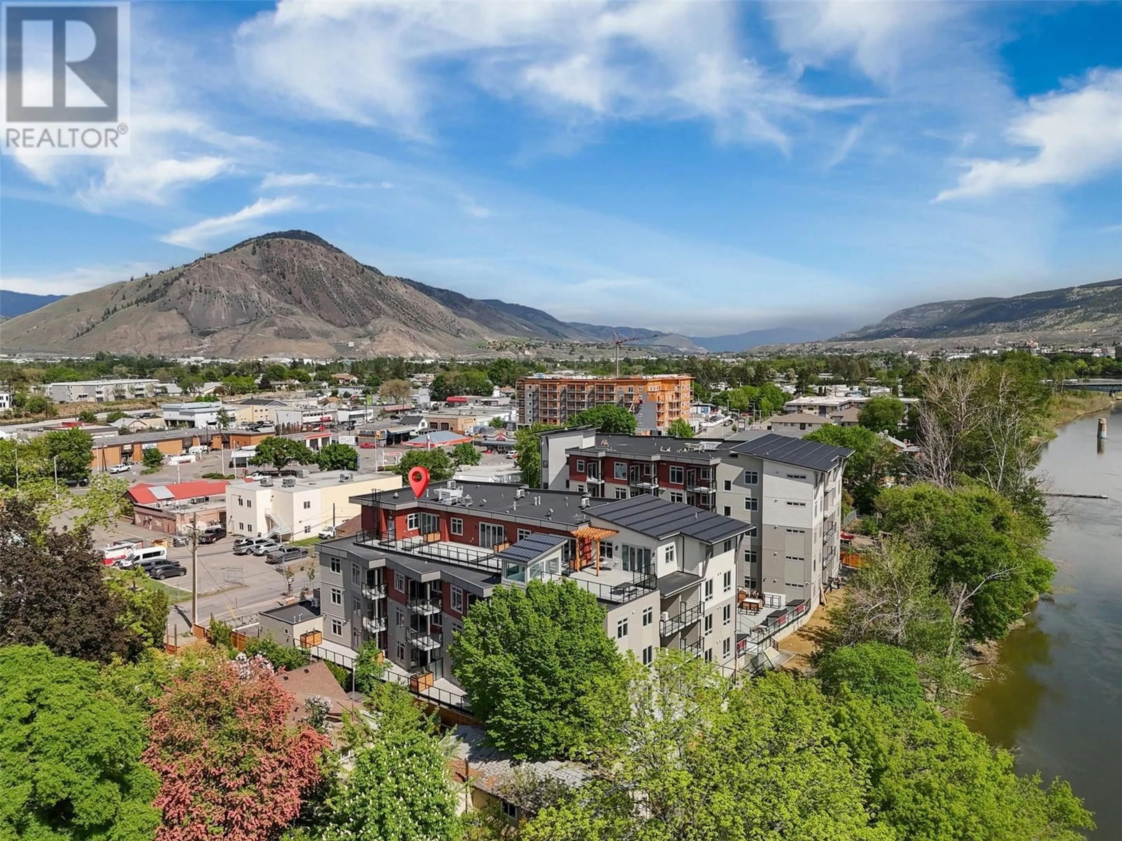A pic from outside/outdoor area/front of a property/back of a property/a pic from drone, mountain view for 401 - 215 ROYAL AVENUE, Kamloops British Columbia V2B3P2