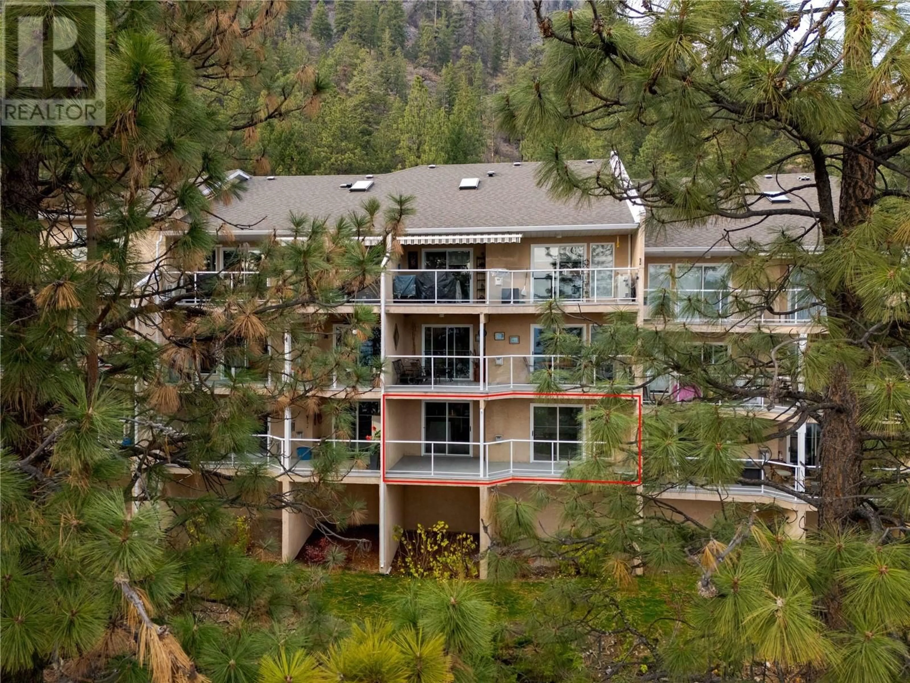 A pic from outside/outdoor area/front of a property/back of a property/a pic from drone, mountain view for 113 - 4630 PONDEROSA DRIVE, Peachland British Columbia V0H1X5