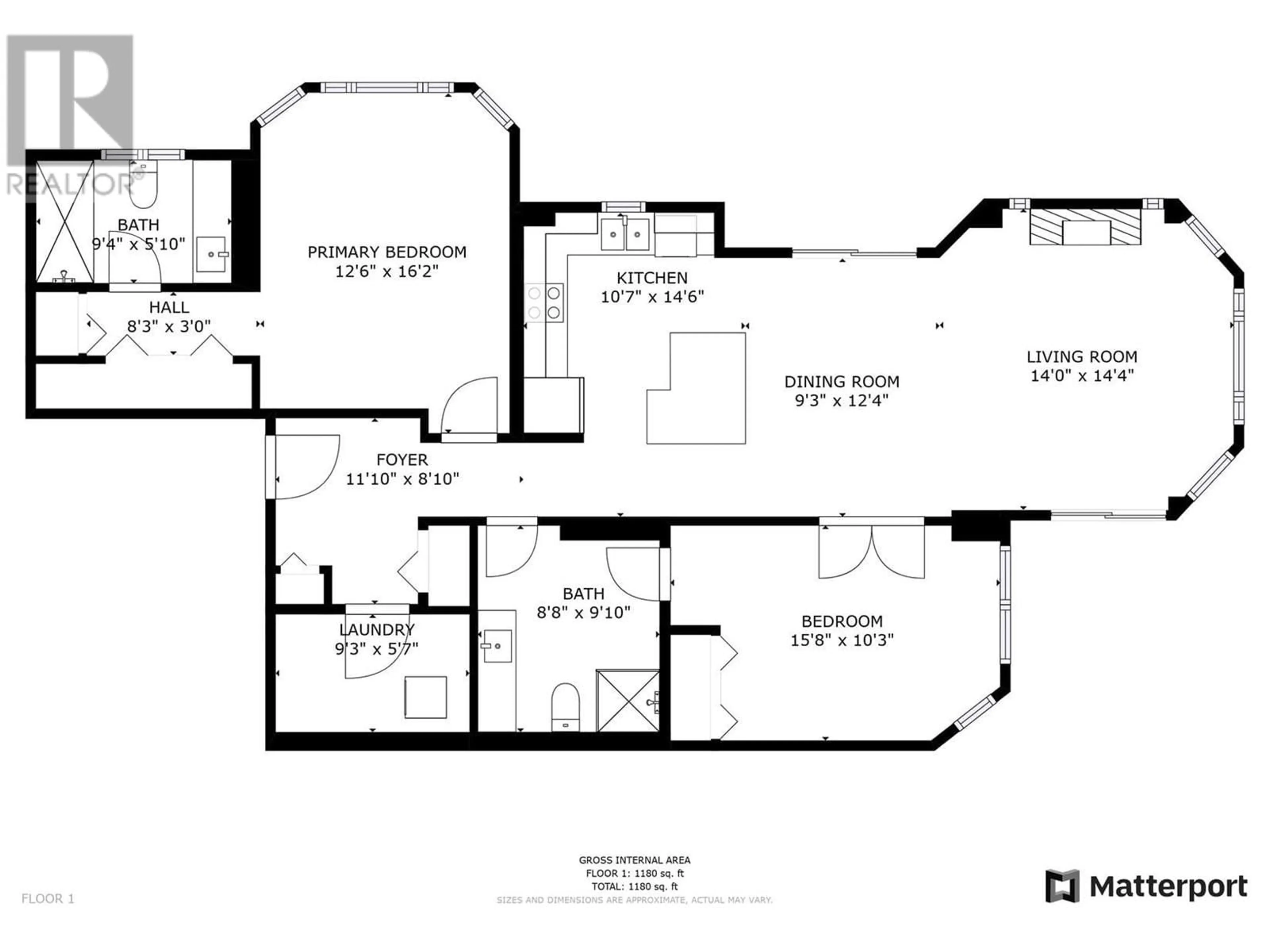 Floor plan for 302 - 1152 SUNSET DRIVE, Kelowna British Columbia V1Y9R7