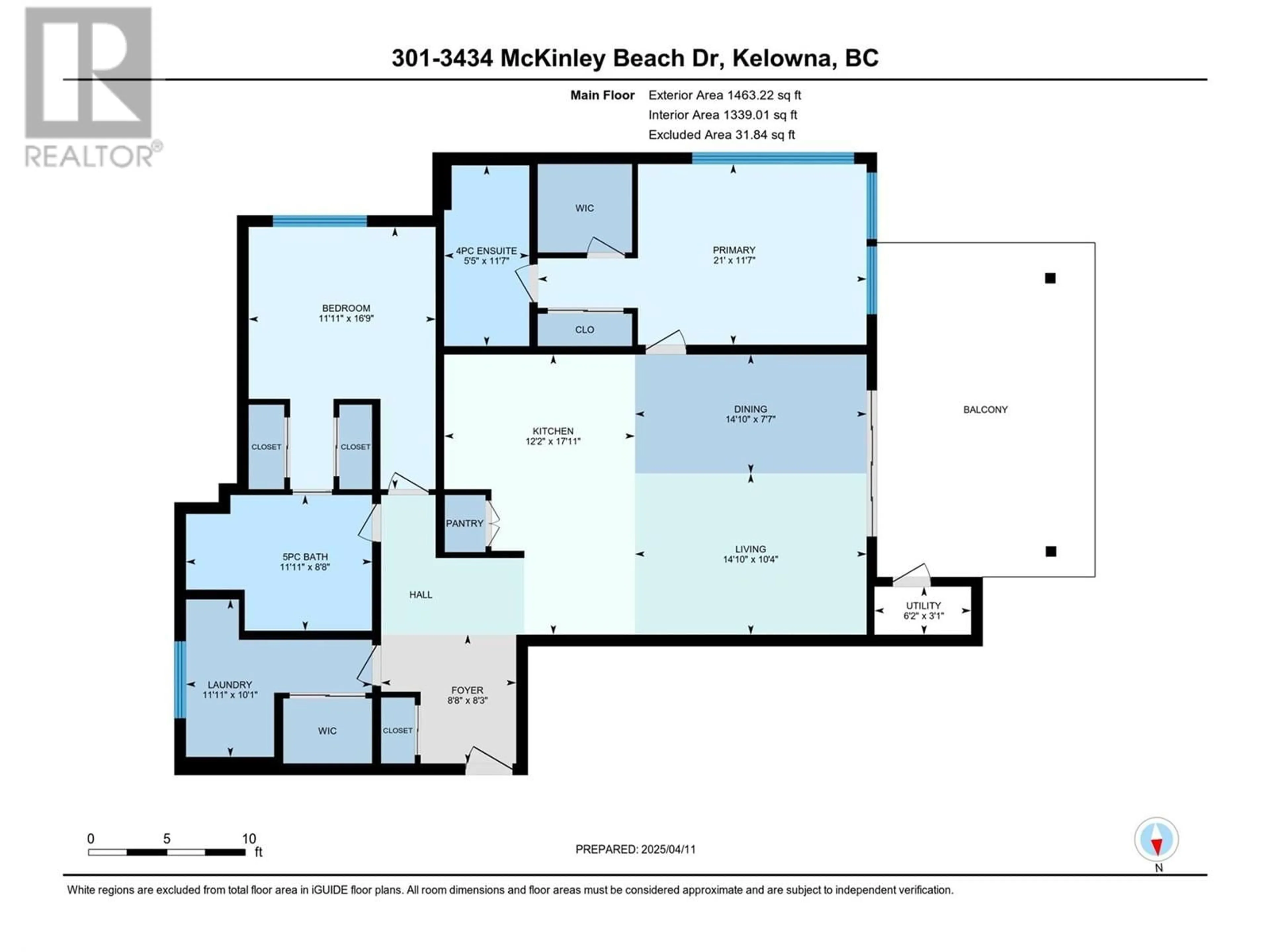 Floor plan for 301 - 3434 MCKINLEY BEACH DRIVE, Kelowna British Columbia V1V0H3