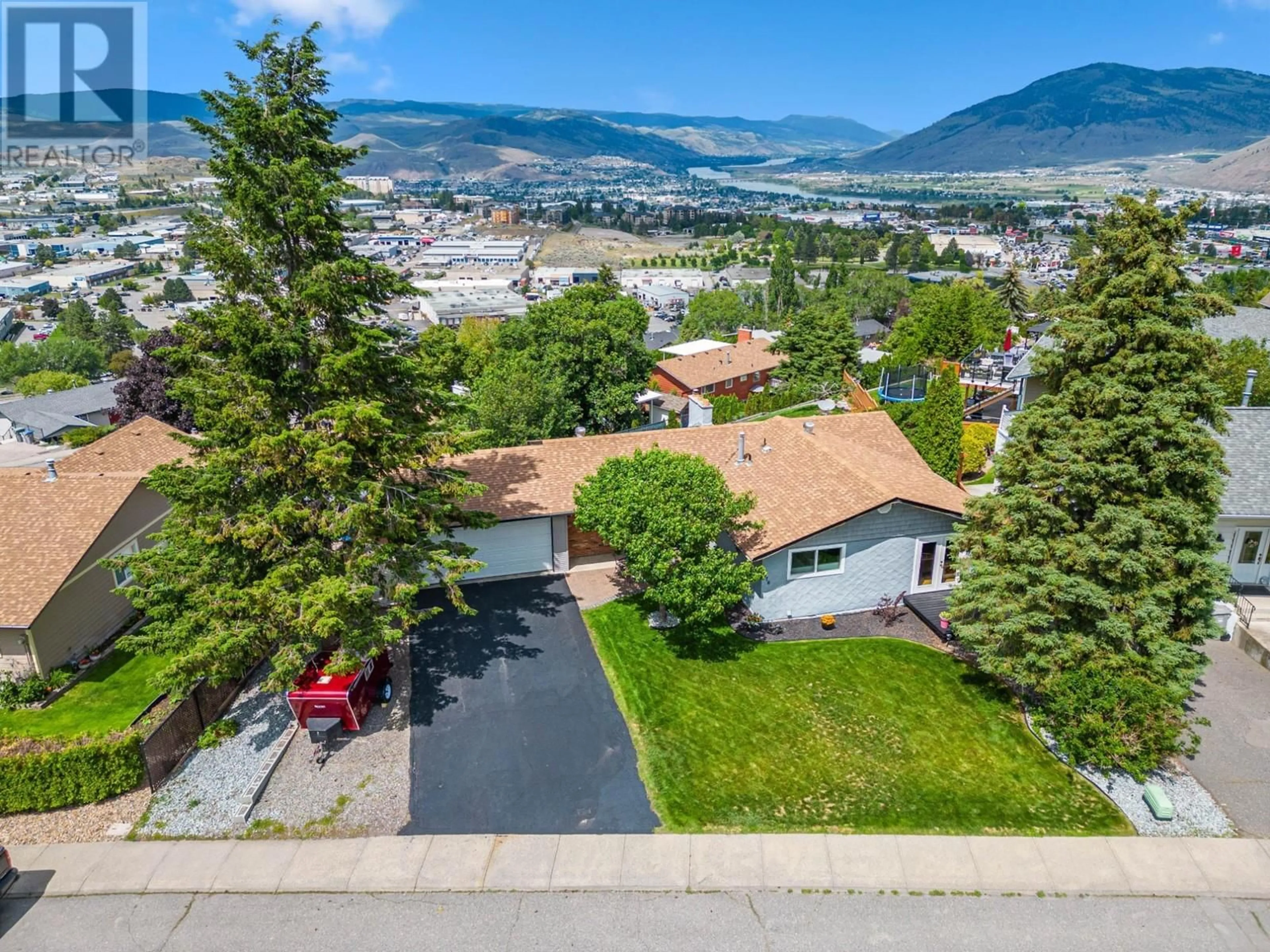 A pic from outside/outdoor area/front of a property/back of a property/a pic from drone, mountain view for 776 SPRINGRIDGE PLACE, Kamloops British Columbia V2E1C9