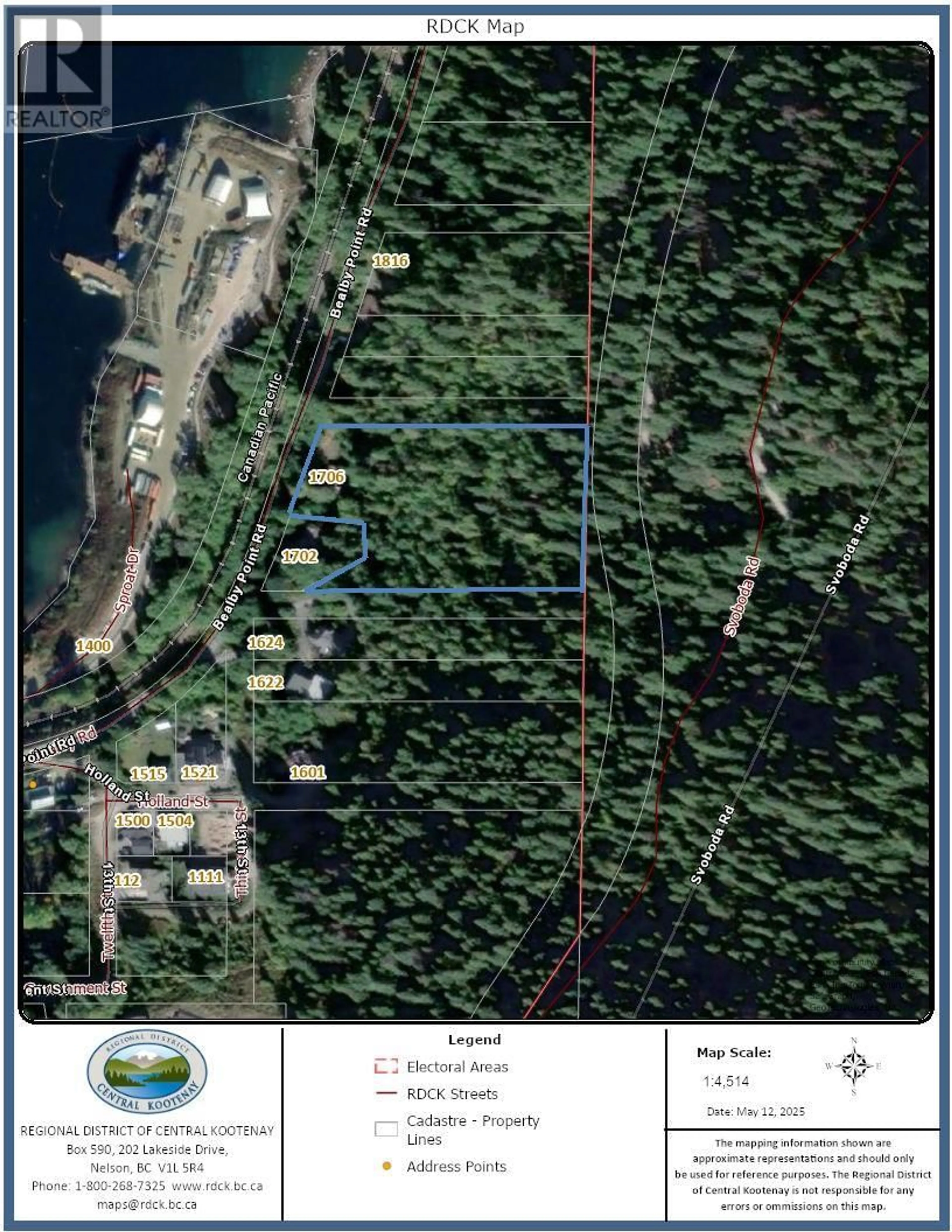 Picture of a map for 1706 BEALBY ROAD, Nelson British Columbia V1L3E2