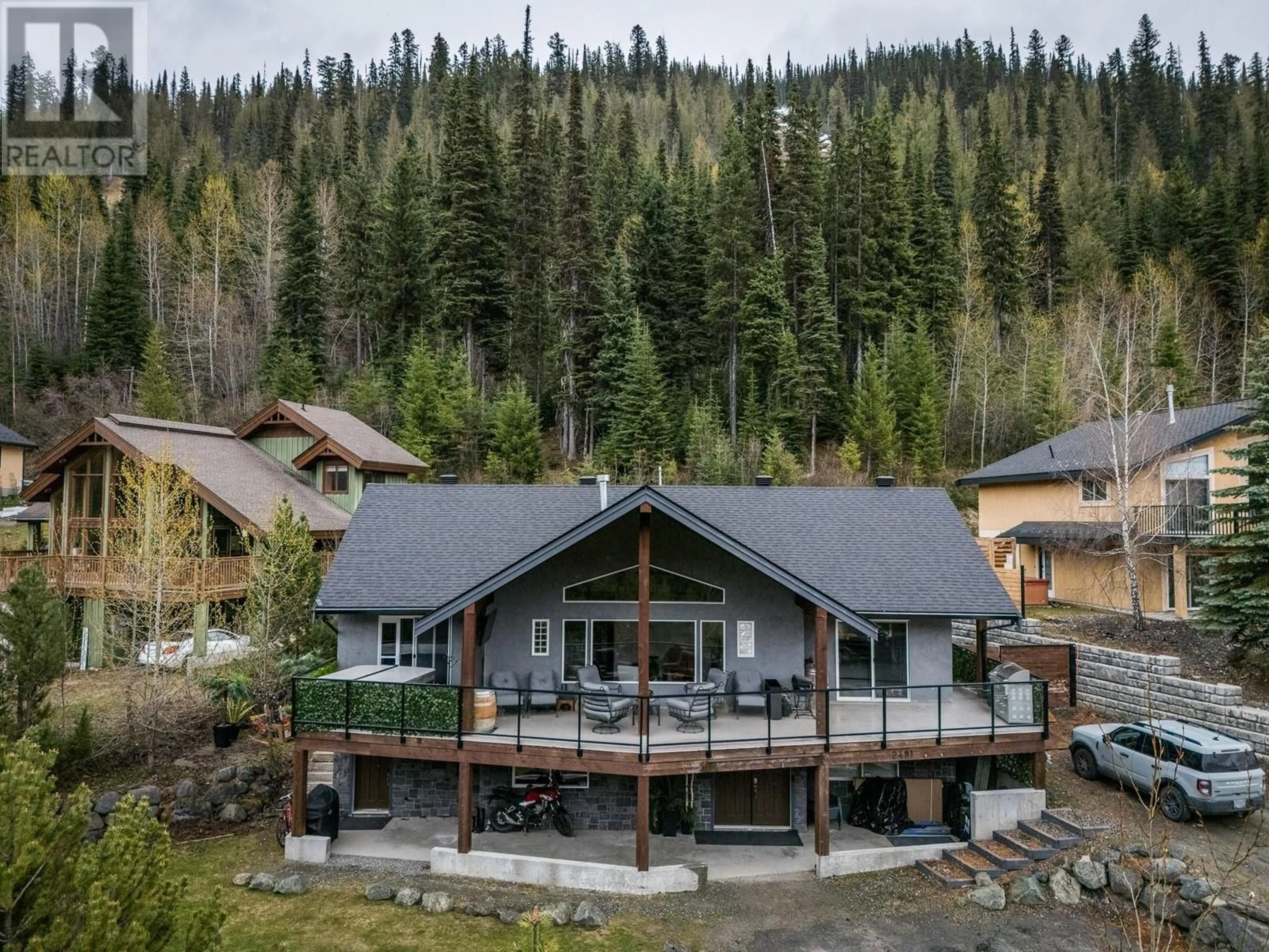 A pic from outside/outdoor area/front of a property/back of a property/a pic from drone, mountain view for 2401 FAIRWAYS DRIVE, Sun Peaks British Columbia V0E5N0