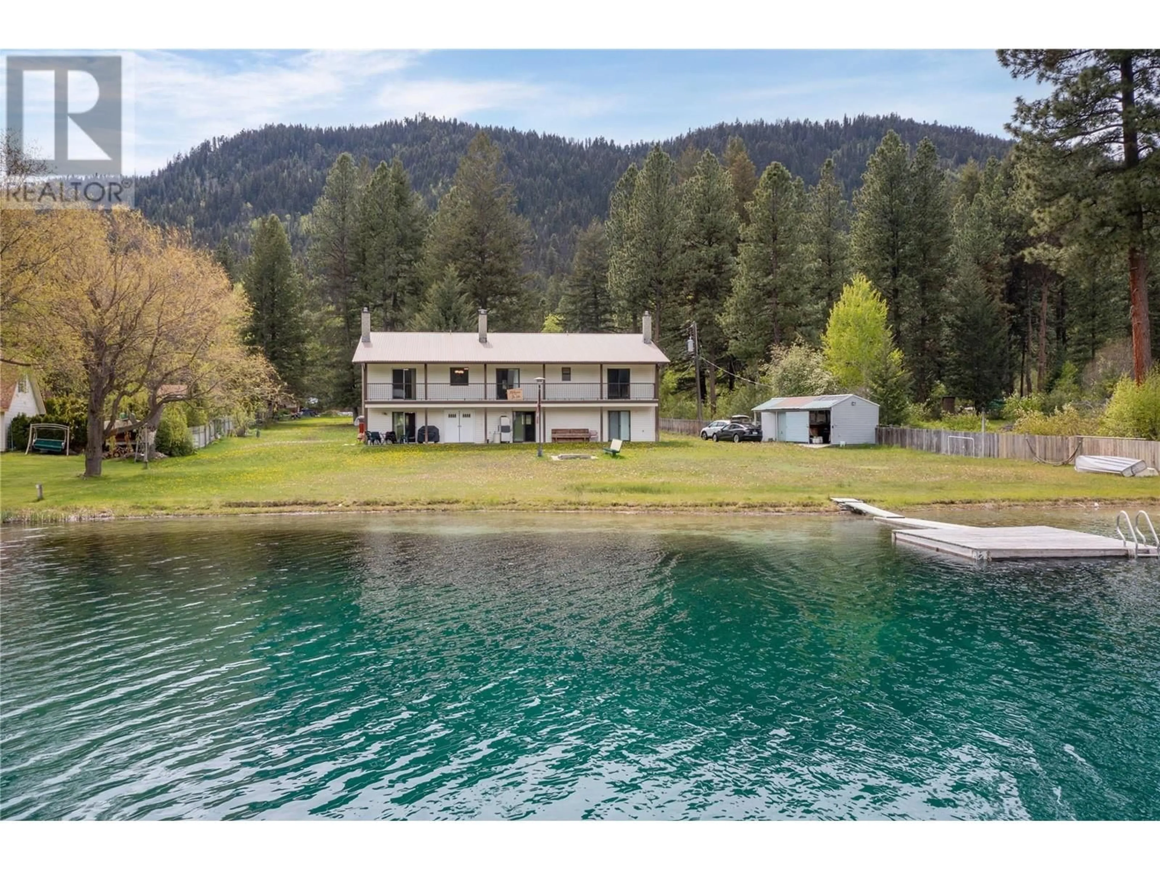 A pic from outside/outdoor area/front of a property/back of a property/a pic from drone, water/lake/river/ocean view for 112 ROUND LAKE ROAD, Princeton British Columbia V0X1W0
