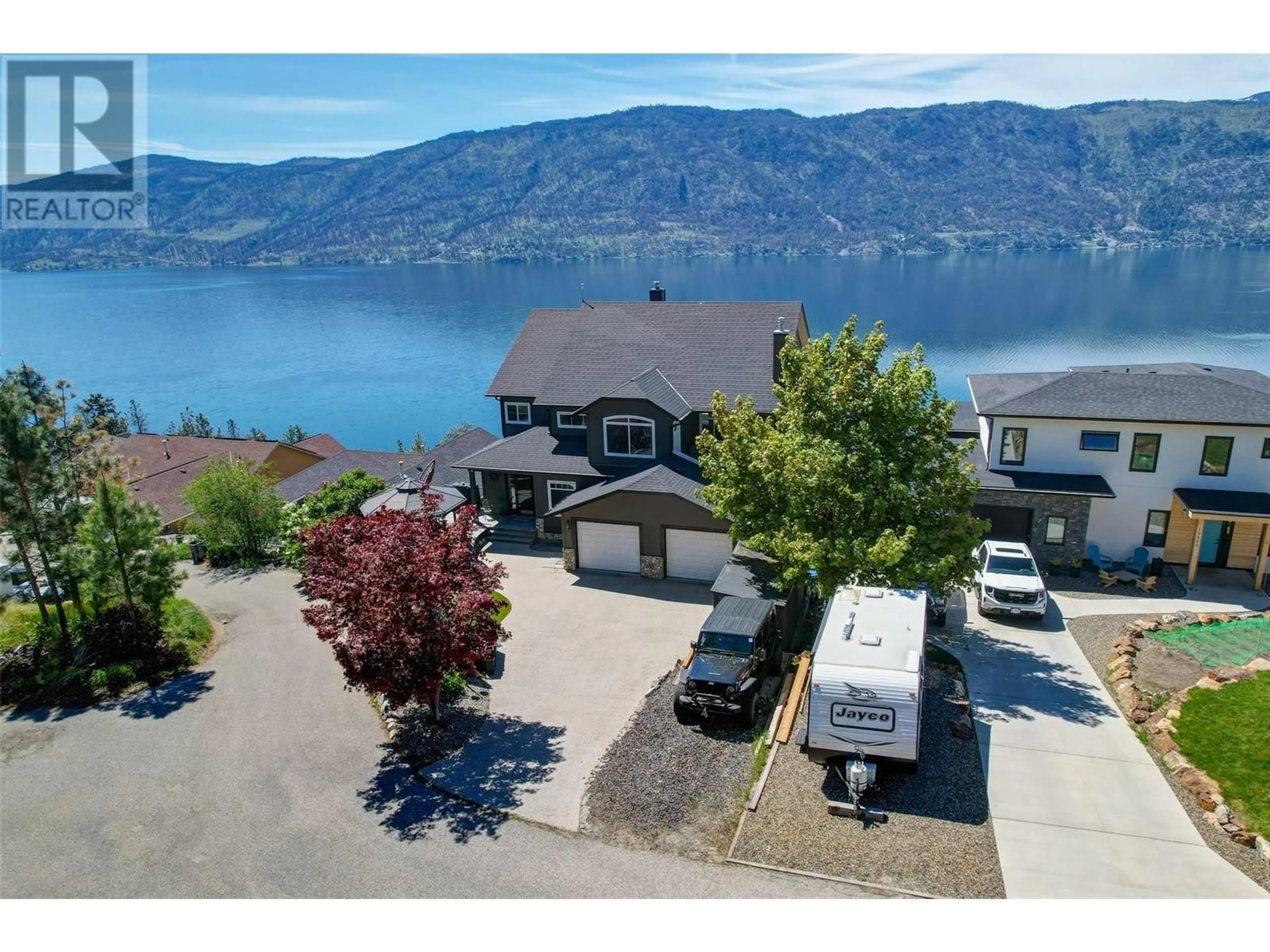 A pic from outside/outdoor area/front of a property/back of a property/a pic from drone, water/lake/river/ocean view for 10340 NIGHTHAWK ROAD, Lake Country British Columbia V4V2K7