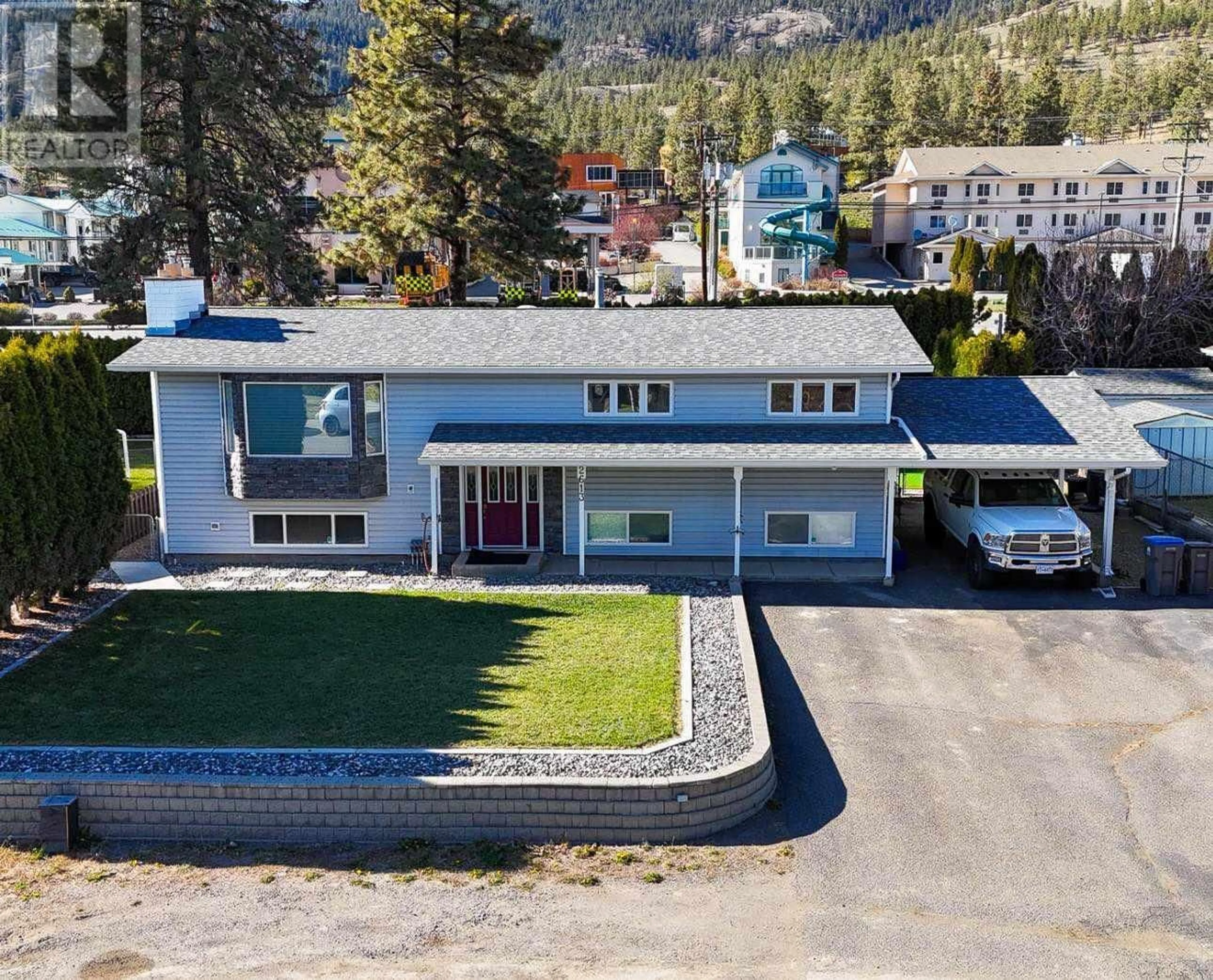 A pic from outside/outdoor area/front of a property/back of a property/a pic from drone, mountain view for 2613 IRVINE AVENUE, Merritt British Columbia V1K0B1