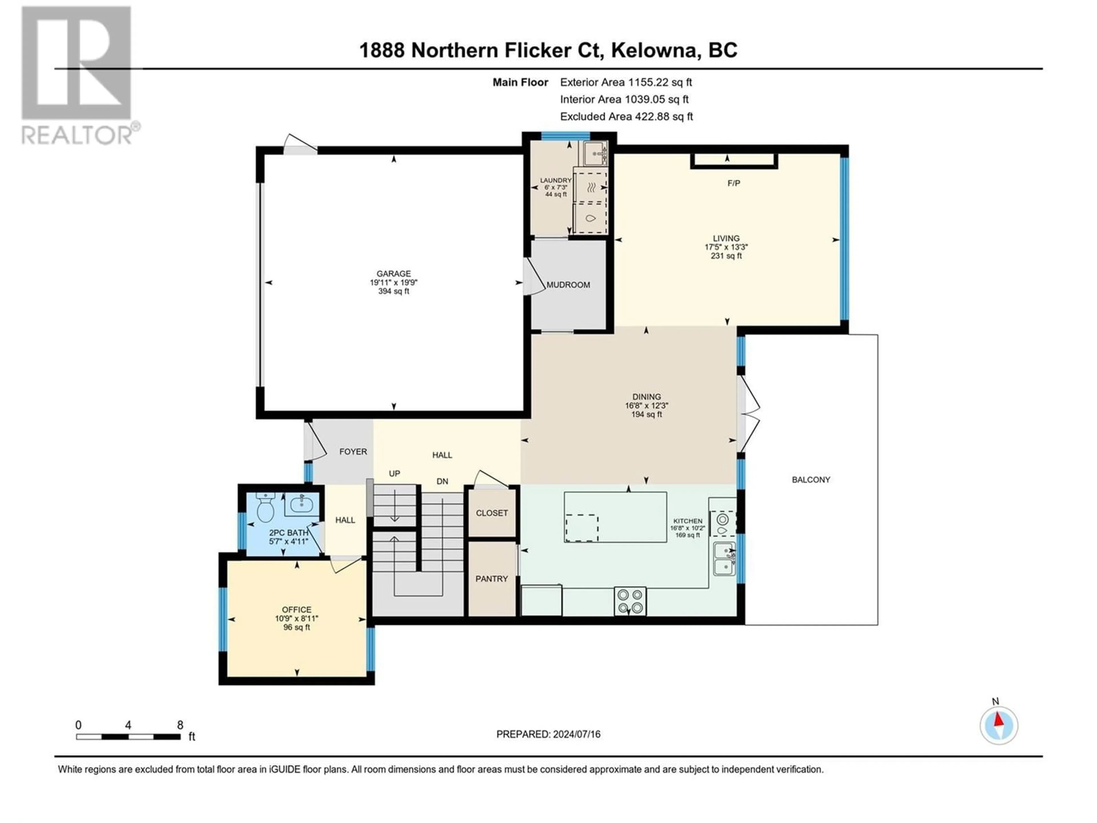 Floor plan for 1888 NORTHERN FLICKER COURT, Kelowna British Columbia V1V0G3