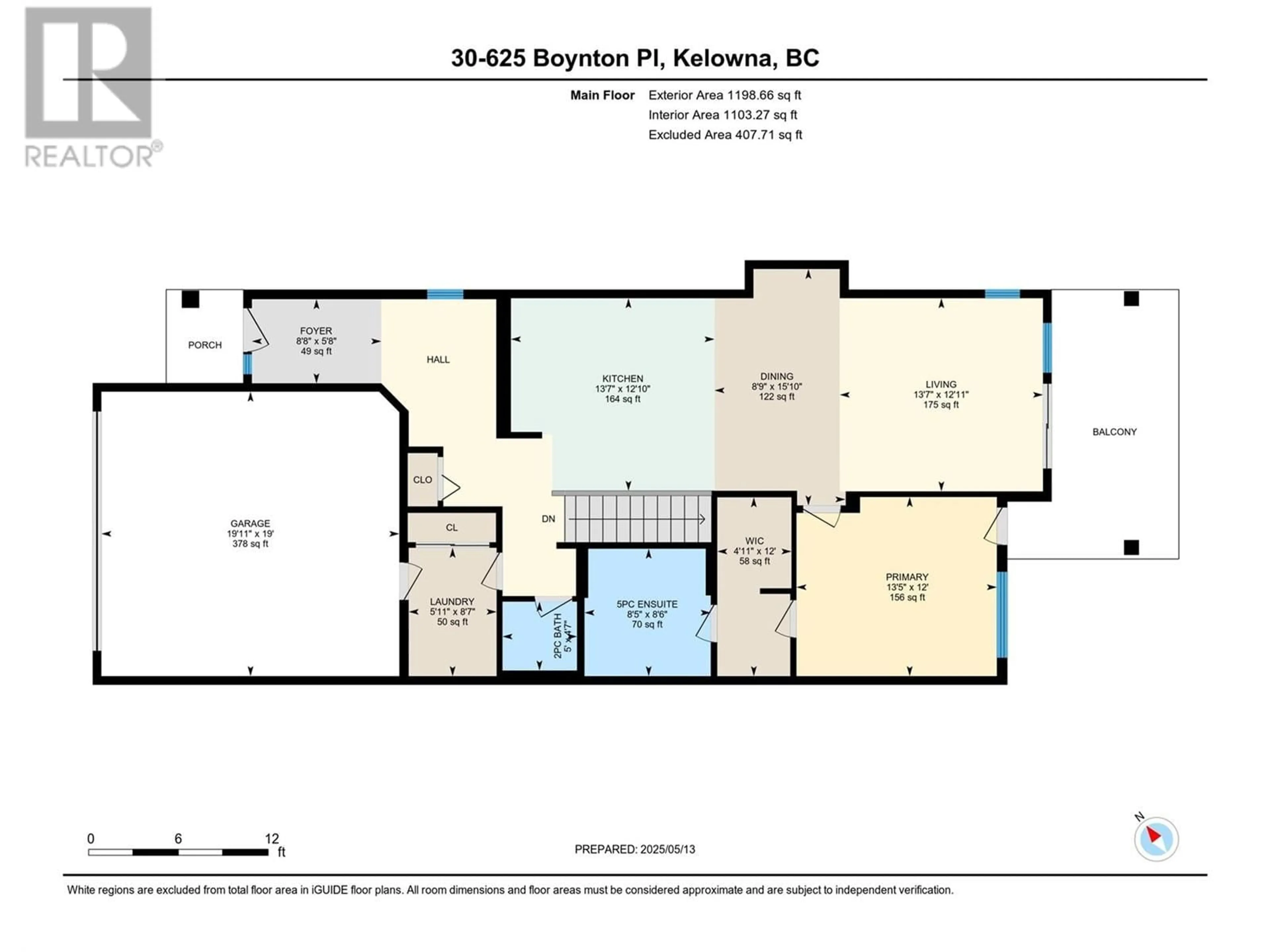 Floor plan for 30 - 625 BOYNTON PLACE, Kelowna British Columbia V1V3B5