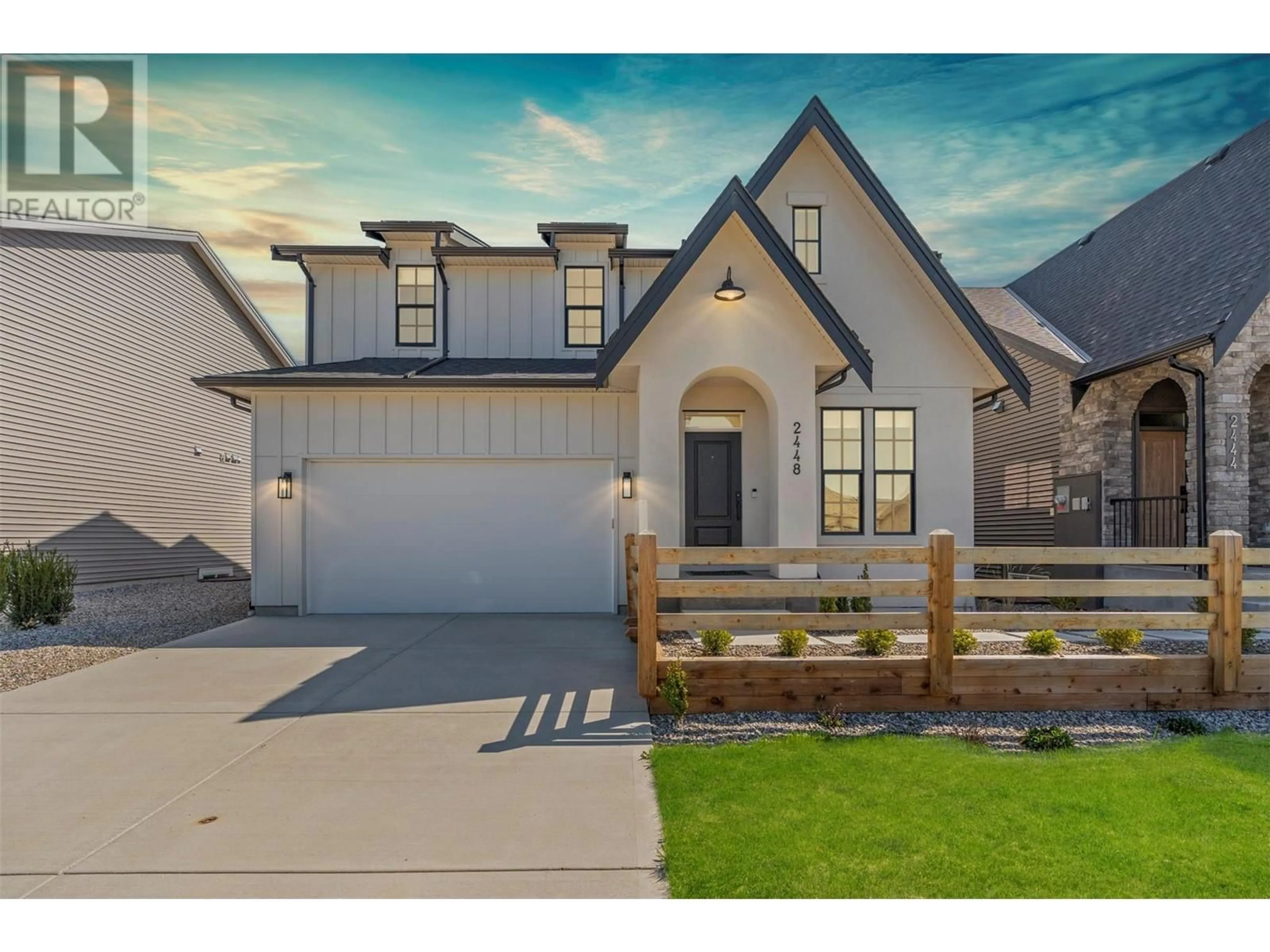 Home with vinyl exterior material, street for 2440 BRADLEY DRIVE, Armstrong British Columbia V4Y0Y4