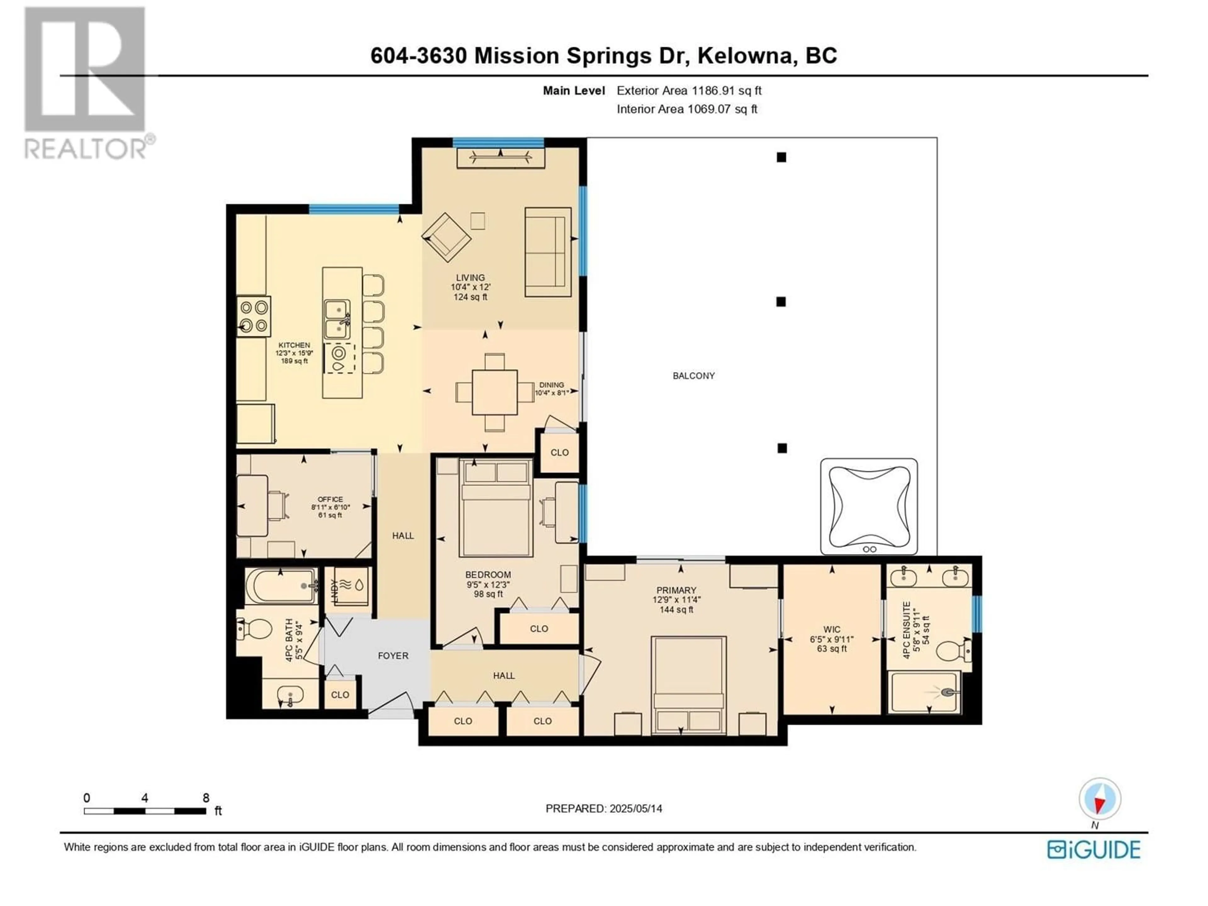 Floor plan for 604 - 3630 MISSION SPRINGS DRIVE, Kelowna British Columbia V1W0B2