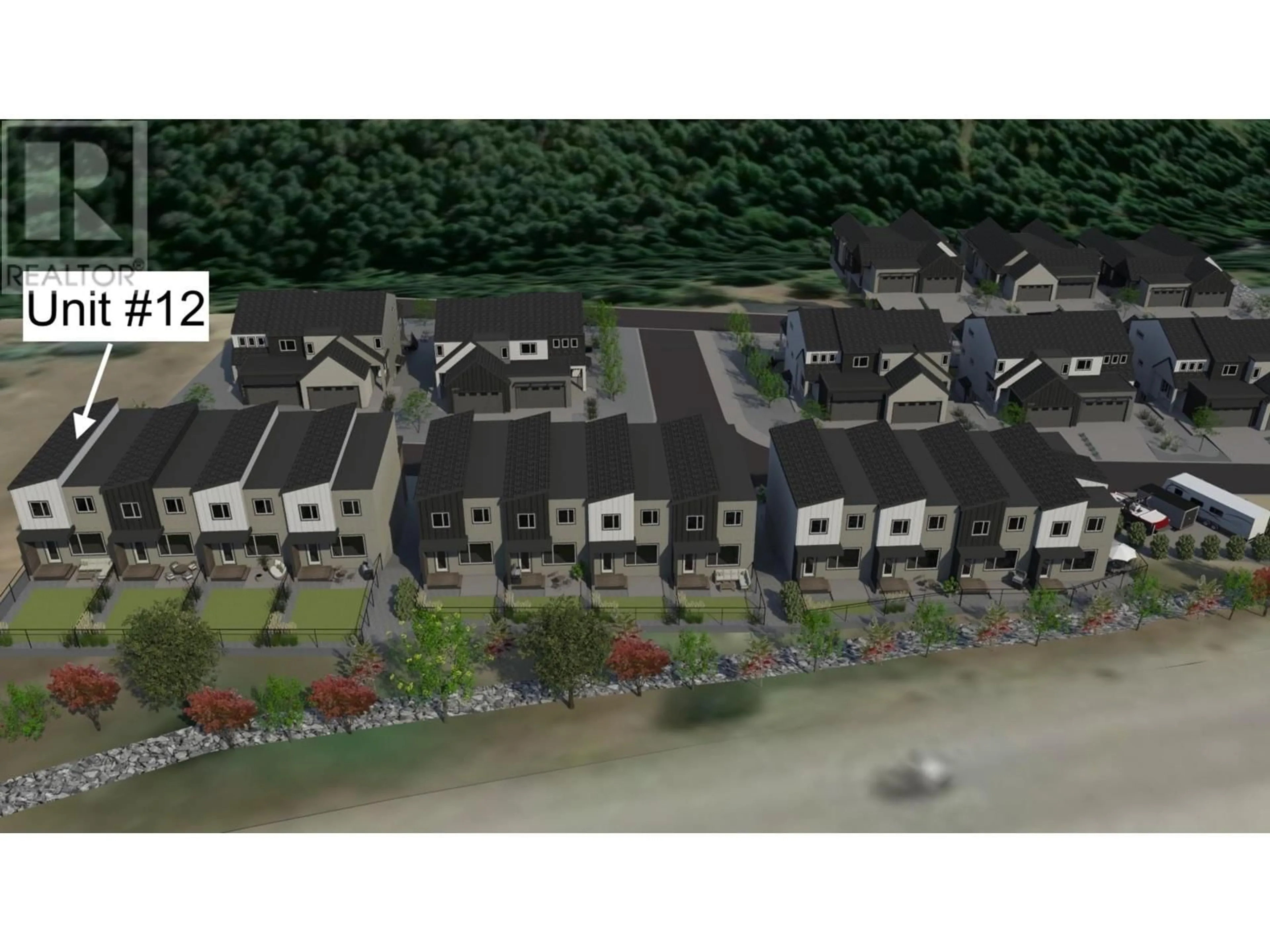 A pic from outside/outdoor area/front of a property/back of a property/a pic from drone, street for 12 - 7053 MANNING PLACE, Vernon British Columbia V1B0B6