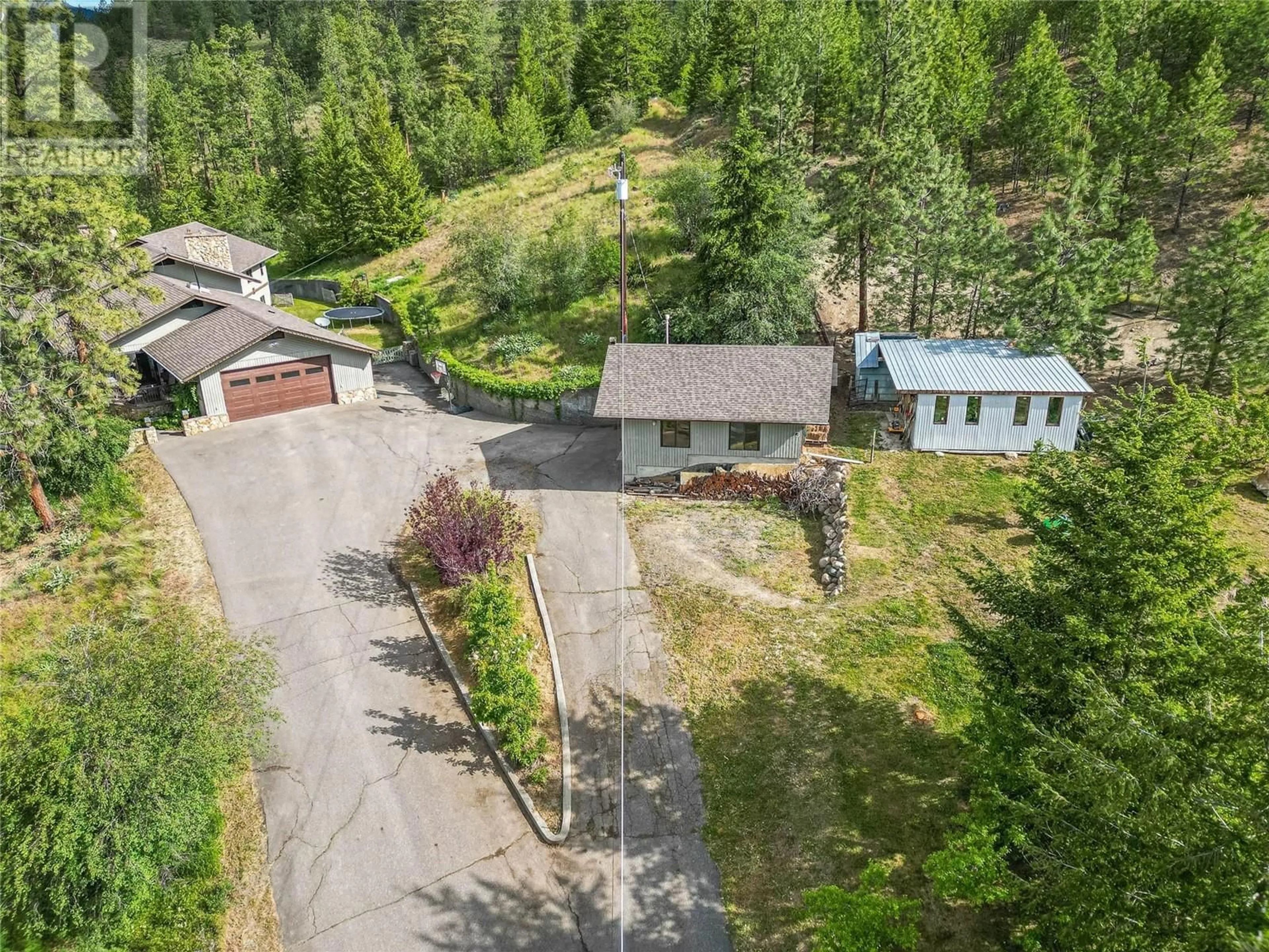 A pic from outside/outdoor area/front of a property/back of a property/a pic from drone, forest/trees view for 8548 YELLOWHEAD HIGHWAY, Kamloops British Columbia V0E1Z2