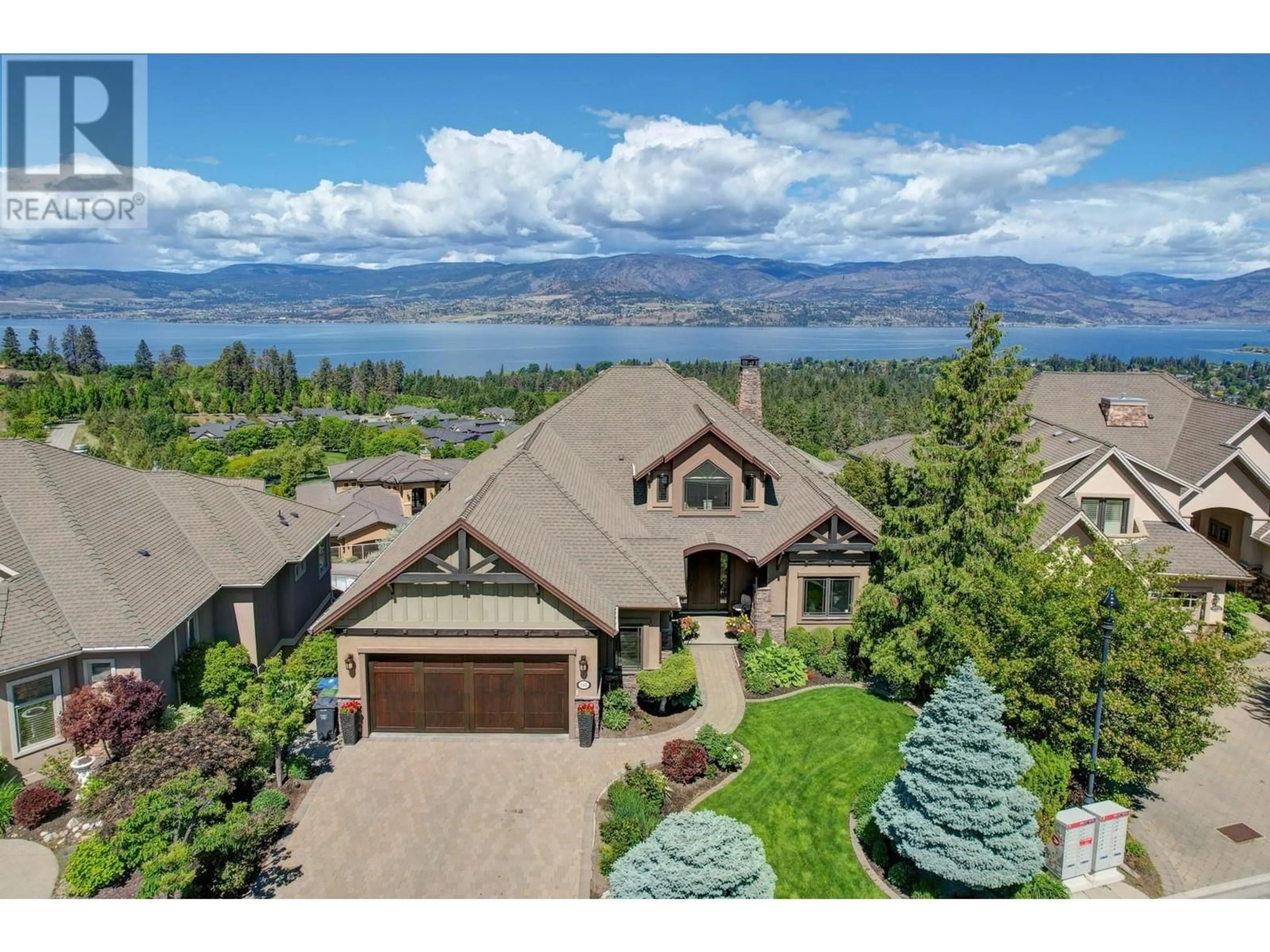 A pic from outside/outdoor area/front of a property/back of a property/a pic from drone, water/lake/river/ocean view for 734 MARIN CRESCENT, Kelowna British Columbia V1W5C8