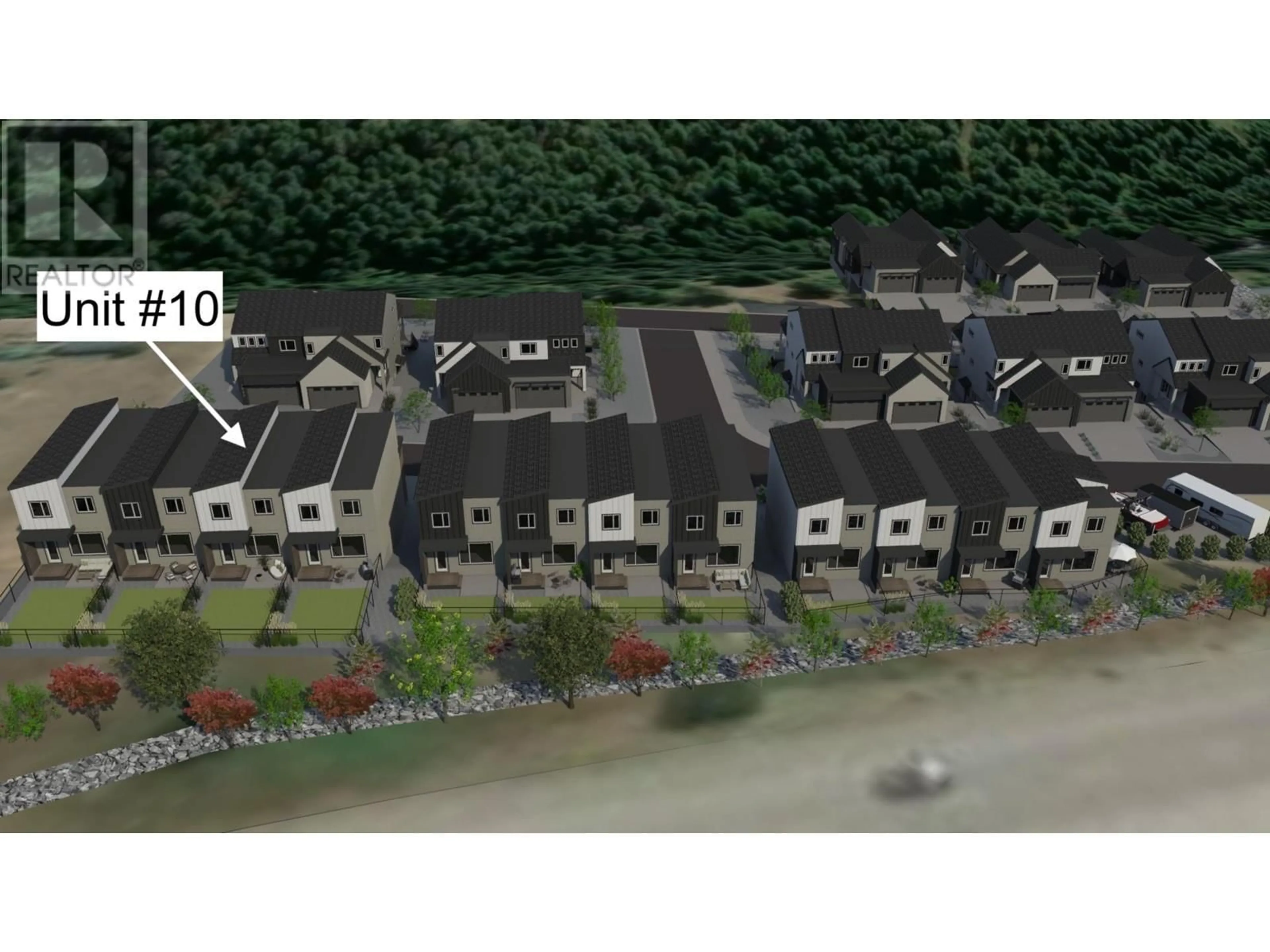 A pic from outside/outdoor area/front of a property/back of a property/a pic from drone, street for 10 - 7053 MANNING PLACE, Vernon British Columbia V1B0B6
