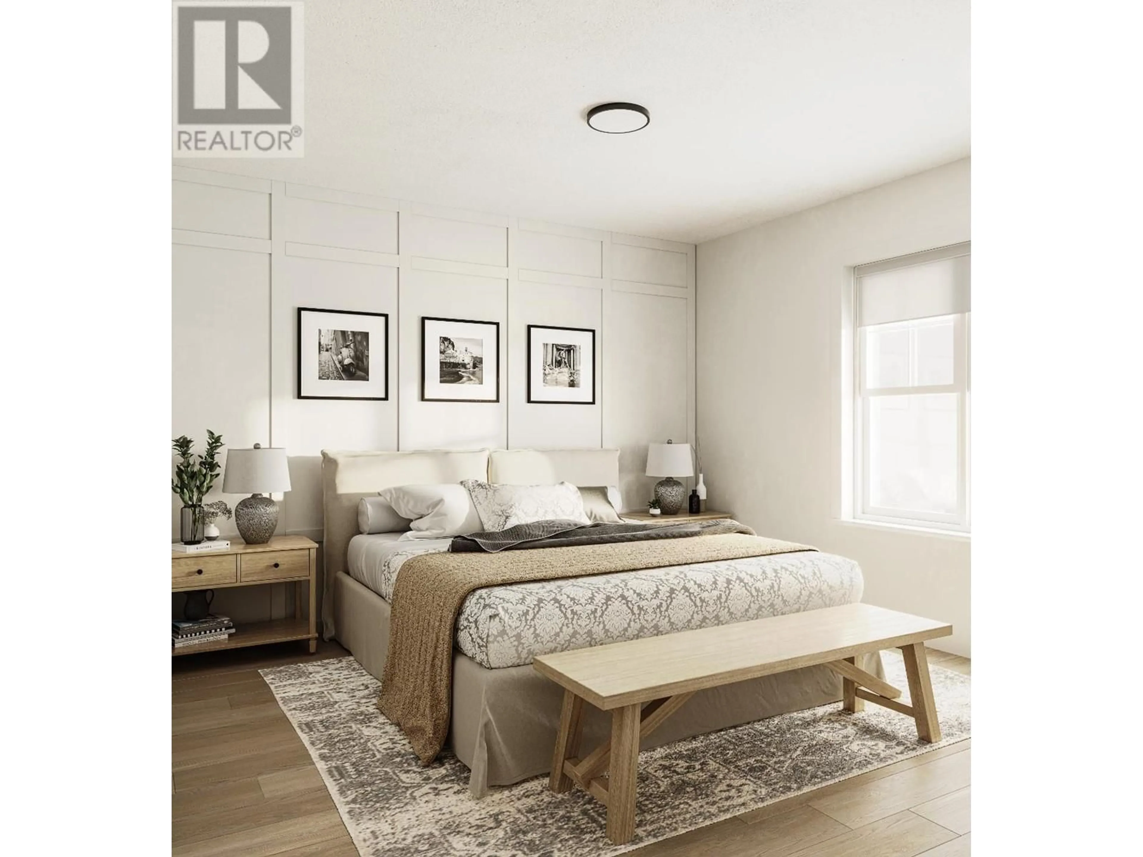 Bedroom with bed, wood/laminate floor for 14 - 1308 CEDAR STREET, Okanagan Falls British Columbia V0H1R4