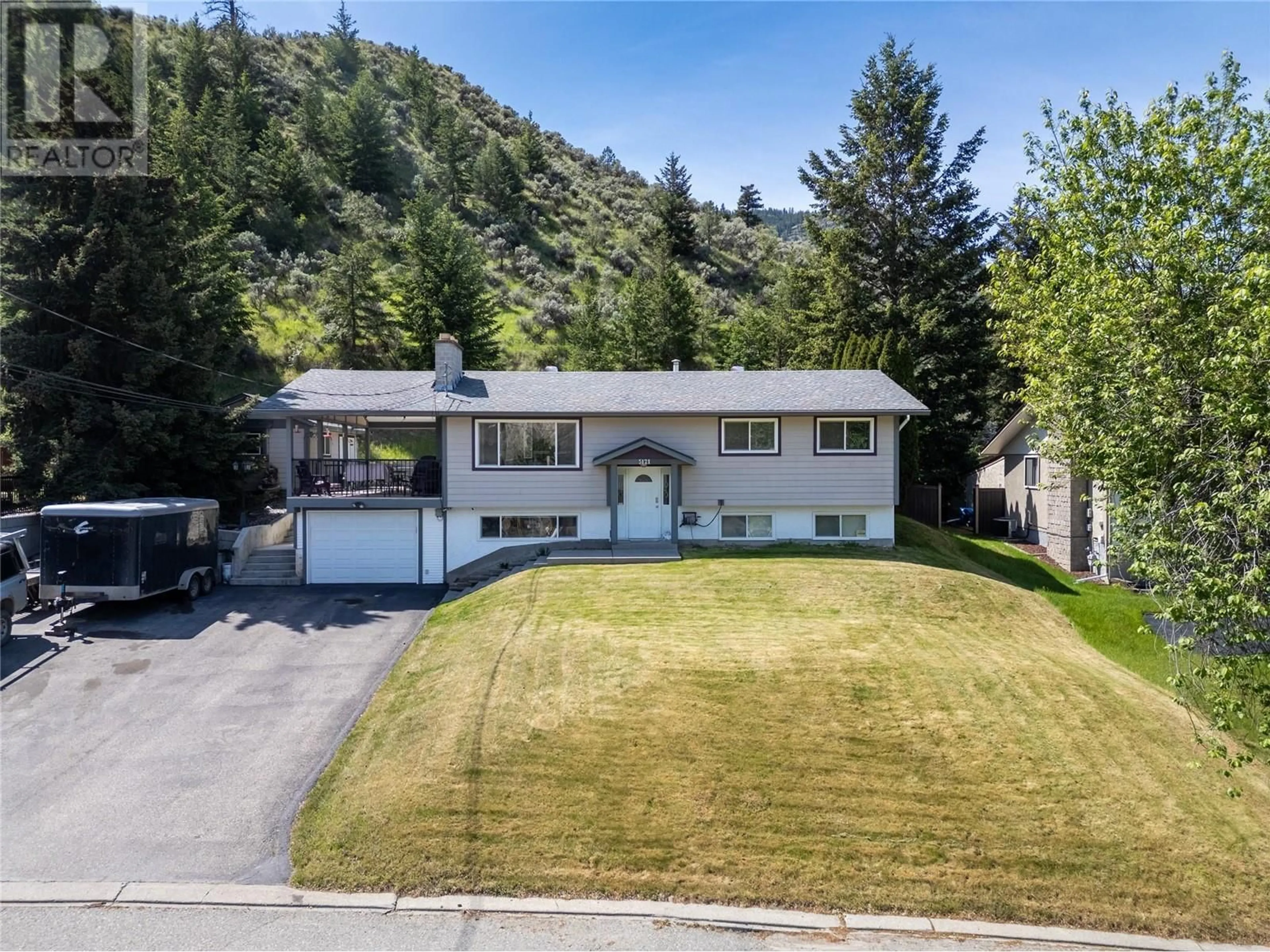 A pic from outside/outdoor area/front of a property/back of a property/a pic from drone, mountain view for 5121 CRAWFORD PLACE, Kamloops British Columbia V2C5Z8