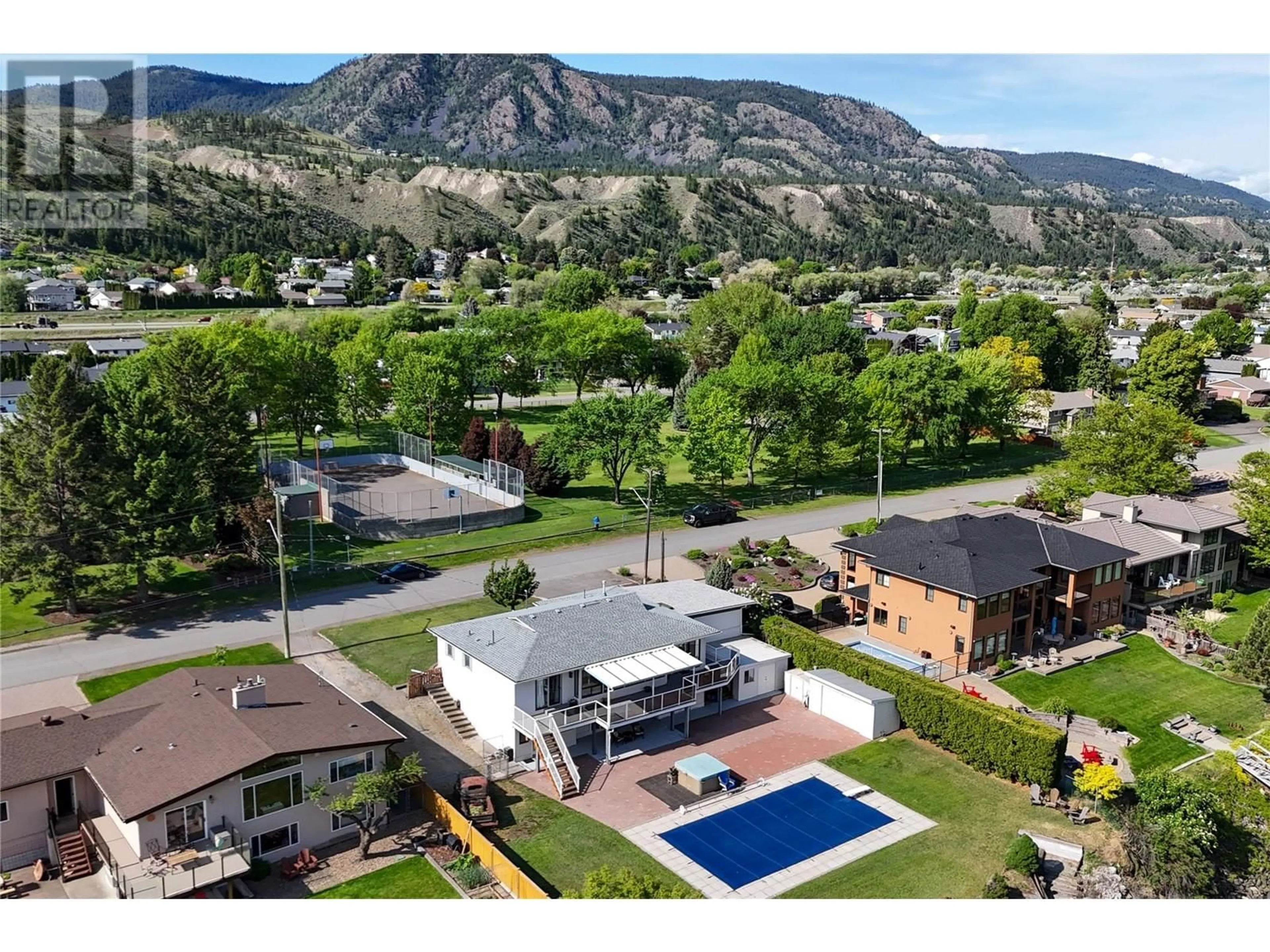 A pic from outside/outdoor area/front of a property/back of a property/a pic from drone, mountain view for 6506 CHUKAR DRIVE, Kamloops British Columbia V2C4T7