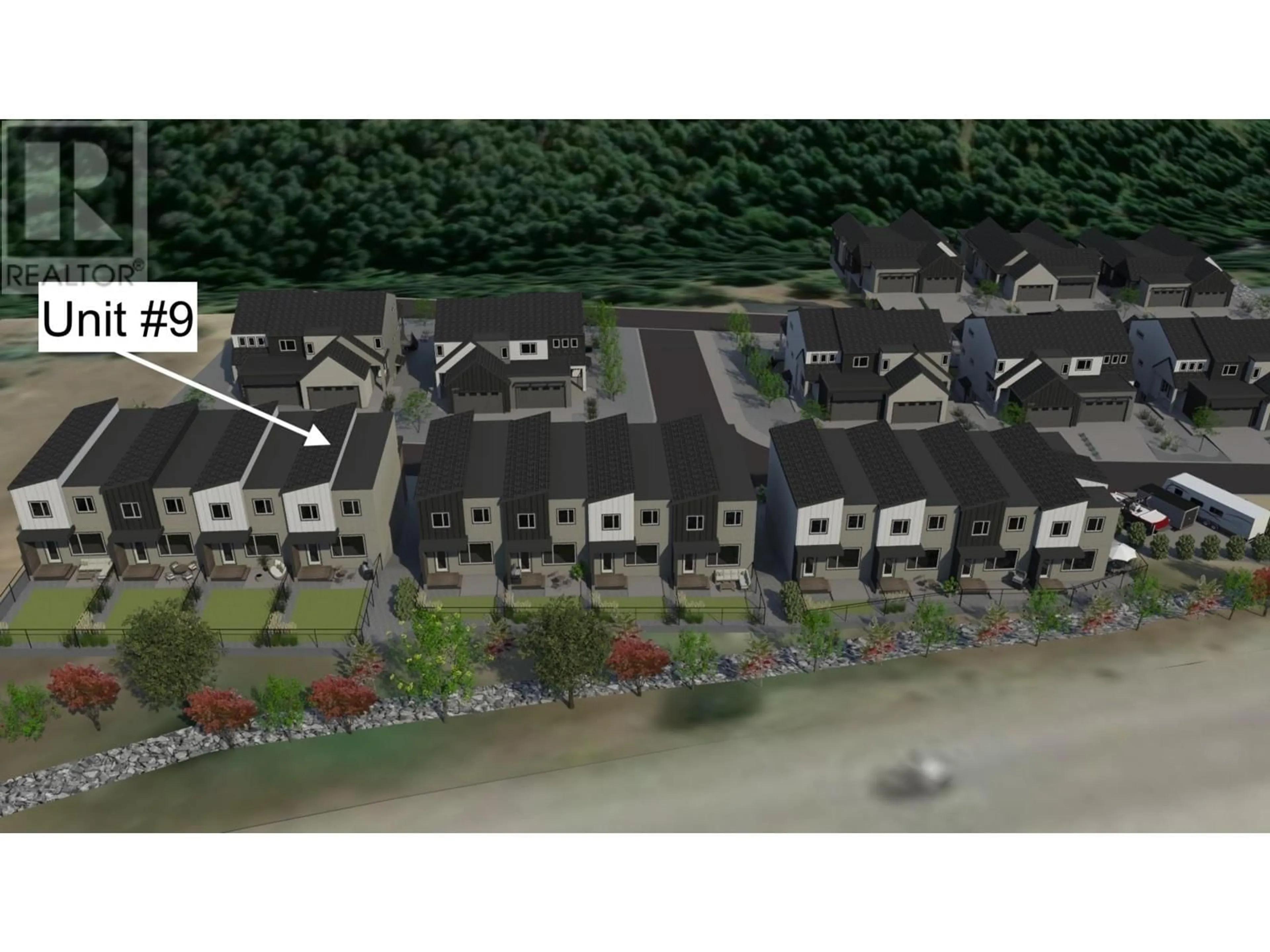 A pic from outside/outdoor area/front of a property/back of a property/a pic from drone, street for 9 - 7053 MANNING PLACE, Vernon British Columbia V1B0B6