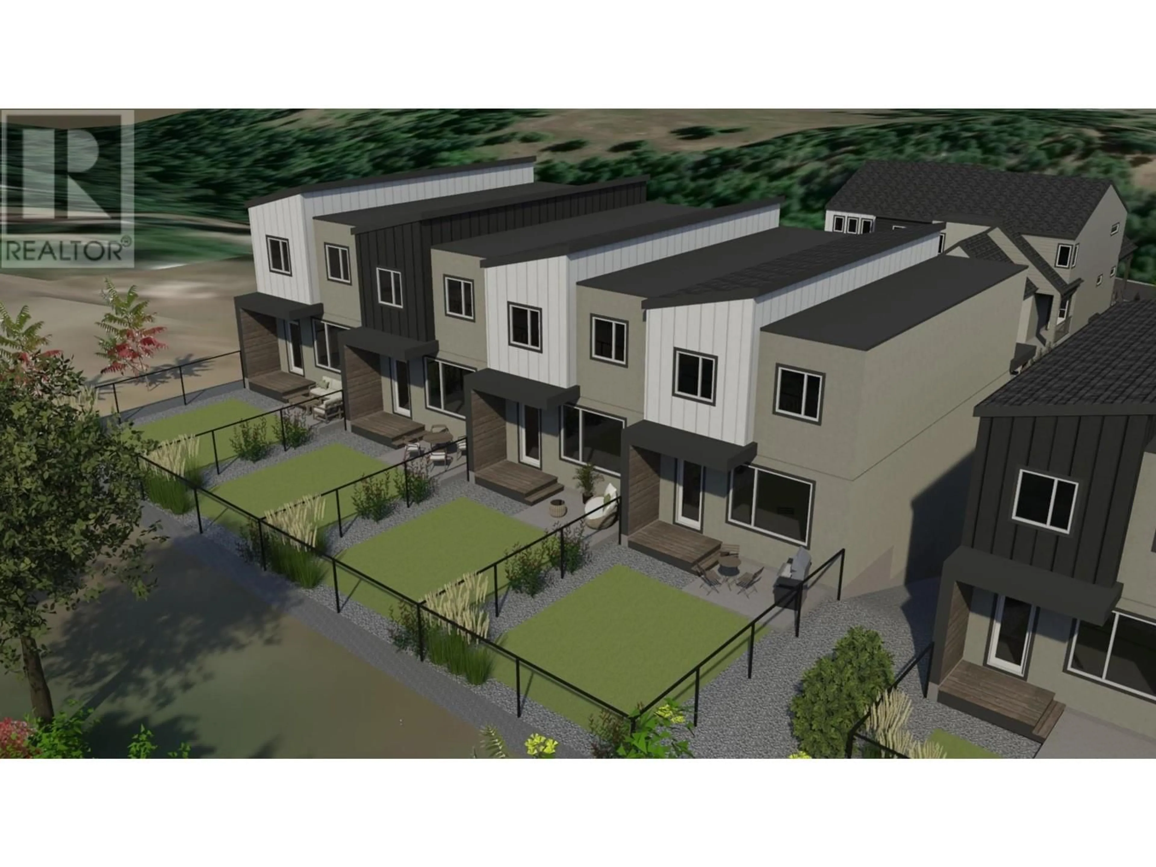A pic from outside/outdoor area/front of a property/back of a property/a pic from drone, street for 5 - 7053 MANNING PLACE, Vernon British Columbia V1B0B6