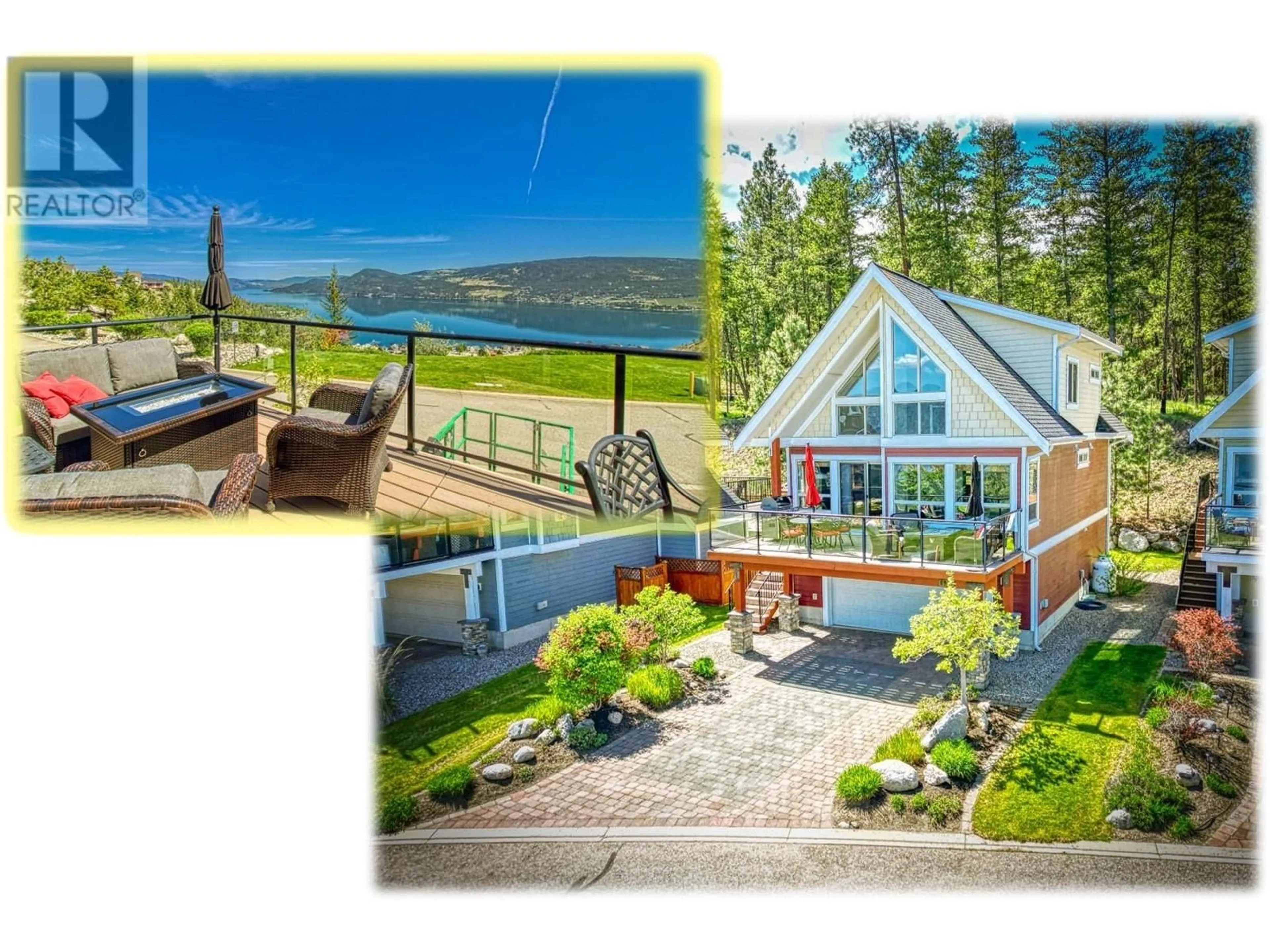 A pic from outside/outdoor area/front of a property/back of a property/a pic from drone, water/lake/river/ocean view for 388 - 6912 TERAZONA DRIVE, Kelowna British Columbia V1Z3R8