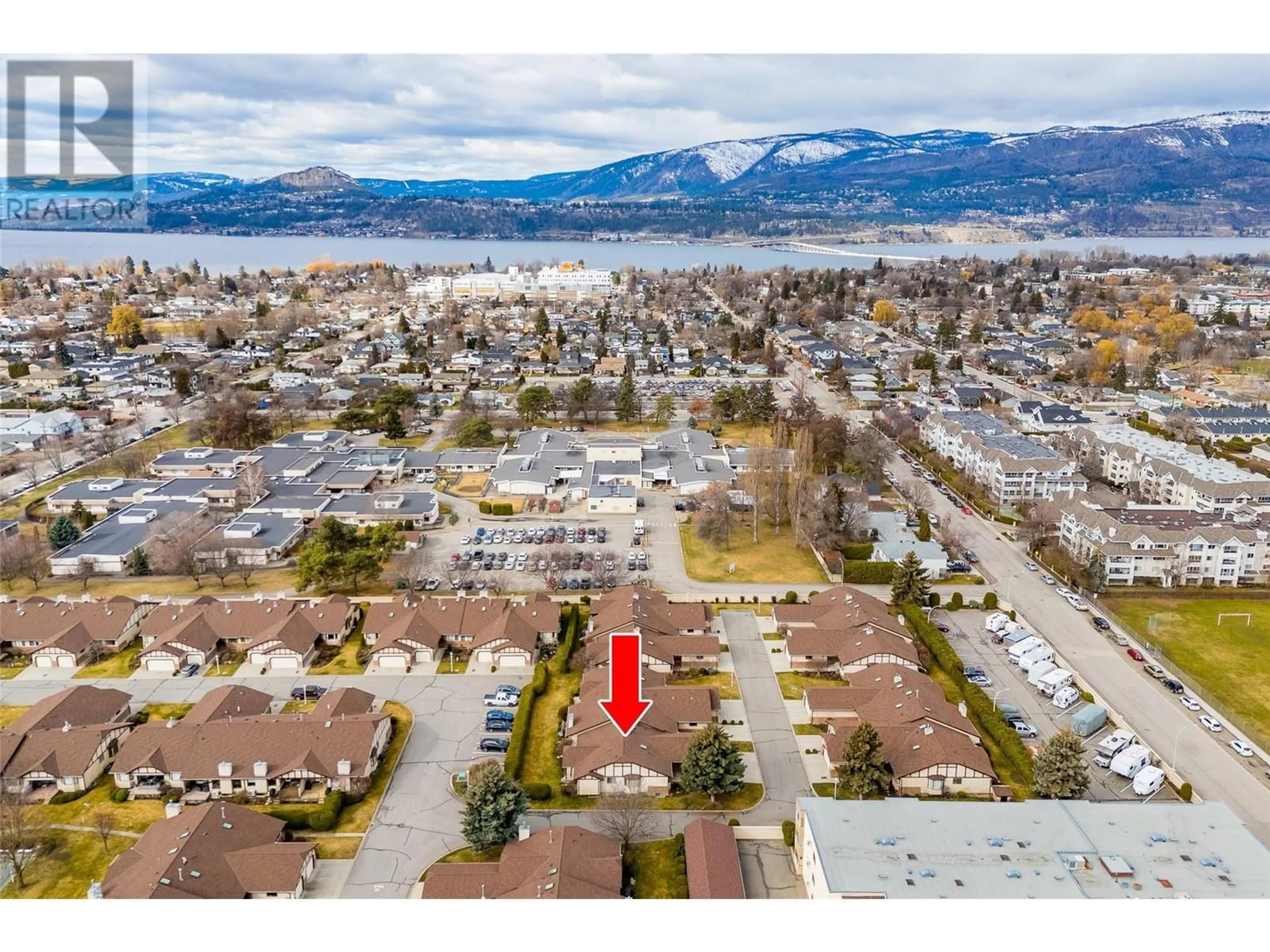 A pic from outside/outdoor area/front of a property/back of a property/a pic from drone, mountain view for 82 - 2200 GORDON DRIVE, Kelowna British Columbia V1Y8T7