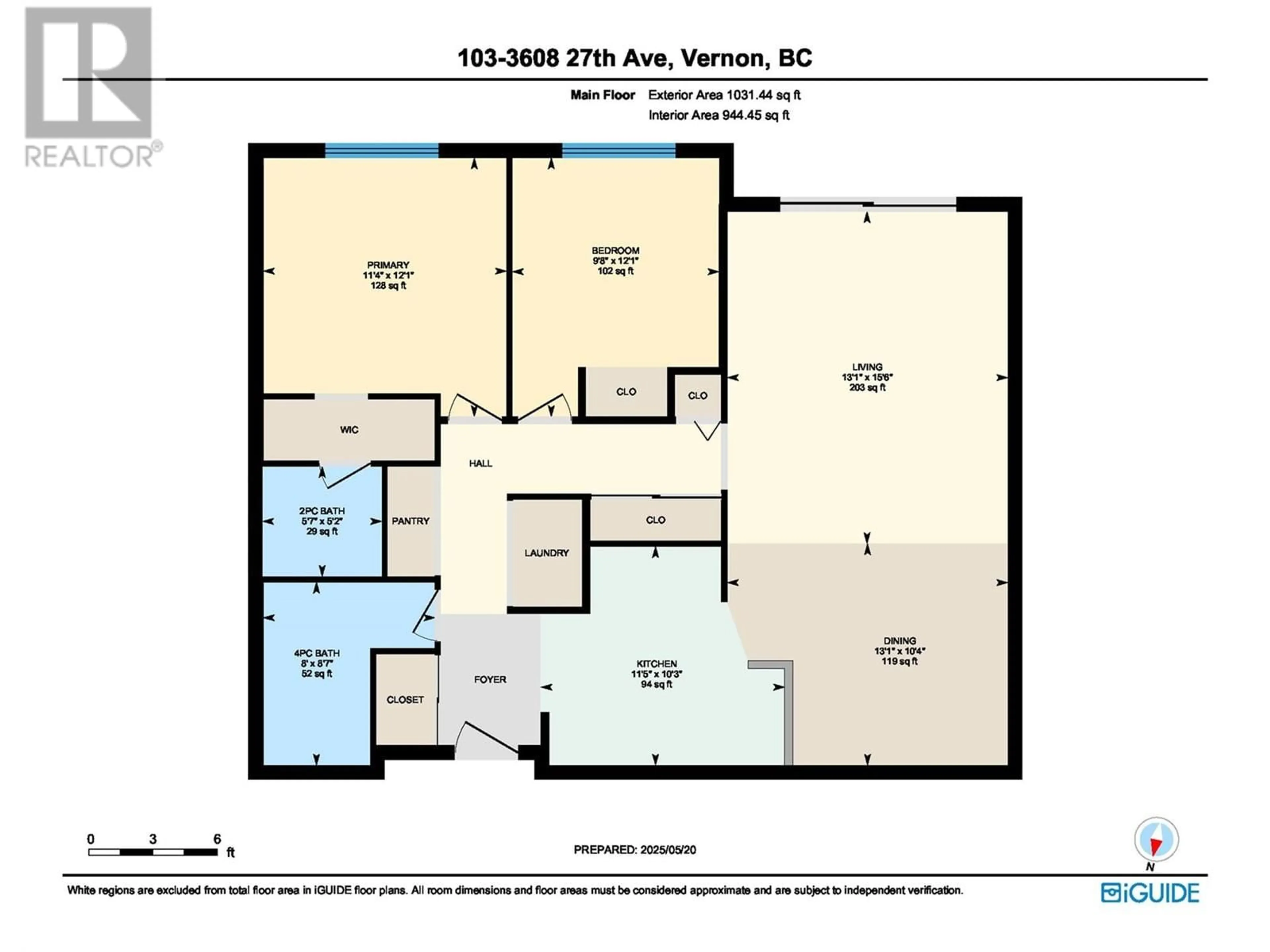 Floor plan for 103 - 3608 27 AVENUE, Vernon British Columbia V1T1S4
