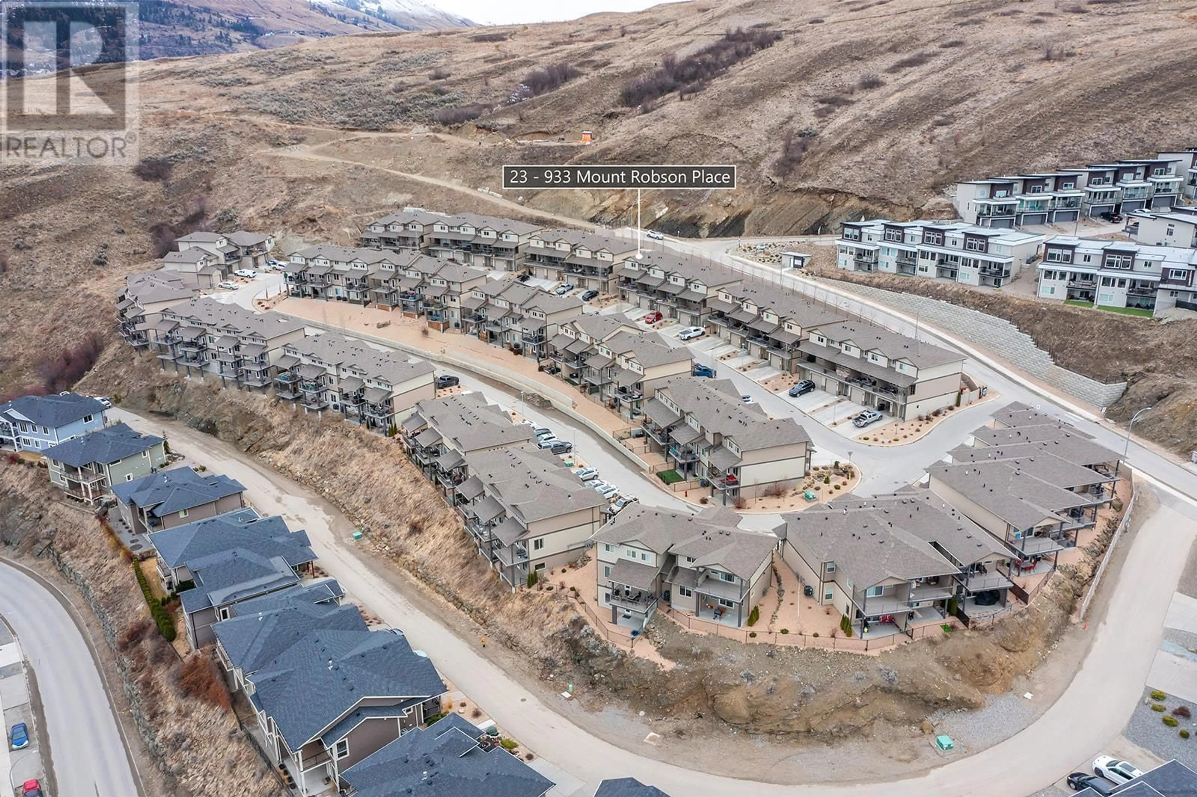 A pic from outside/outdoor area/front of a property/back of a property/a pic from drone, mountain view for 23 - 933 MT. ROBSON PLACE, Vernon British Columbia V1B4G4