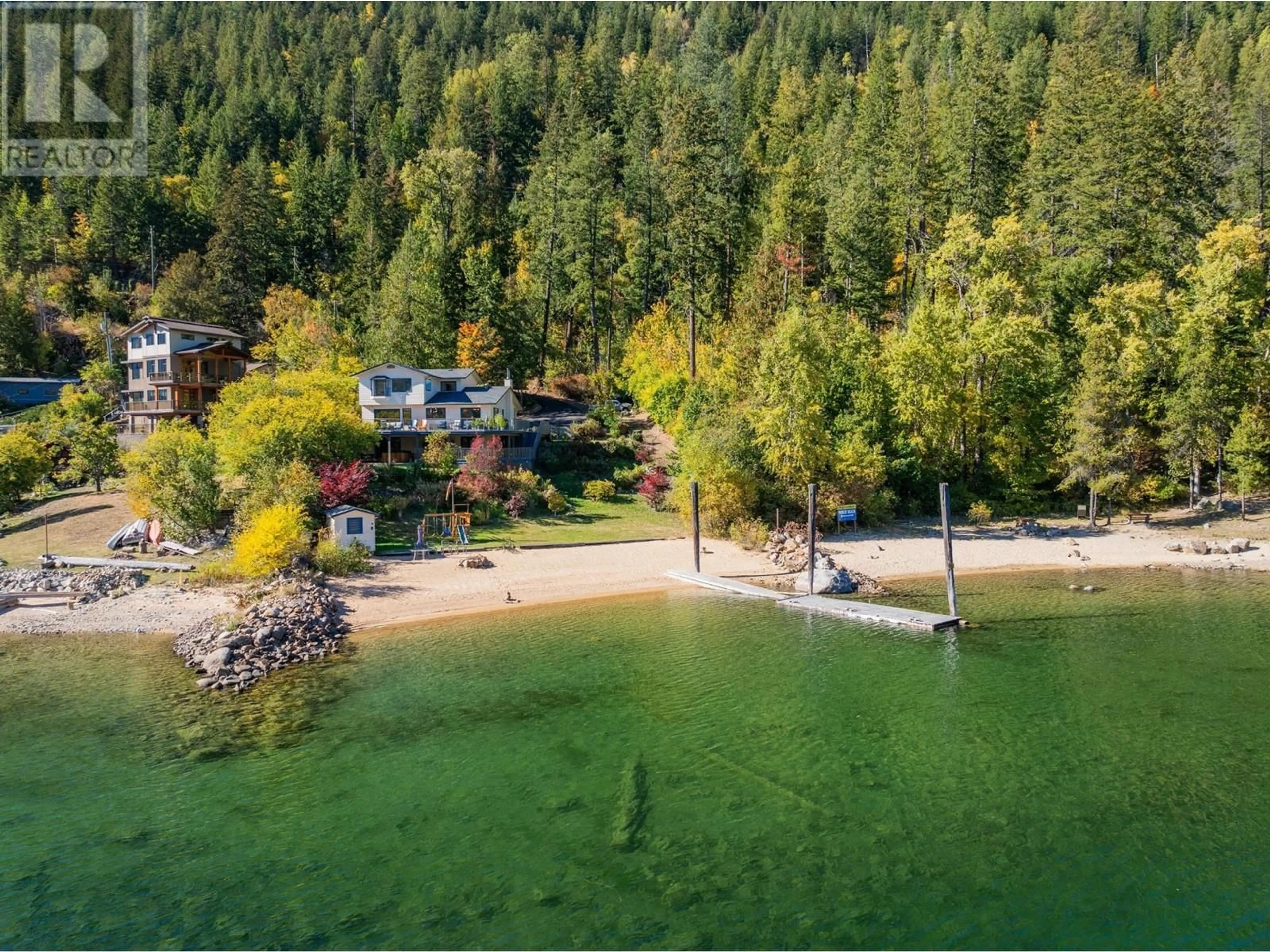 A pic from outside/outdoor area/front of a property/back of a property/a pic from drone, water/lake/river/ocean view for 350 JOHNSTONE ROAD, Nelson British Columbia V1L6J1